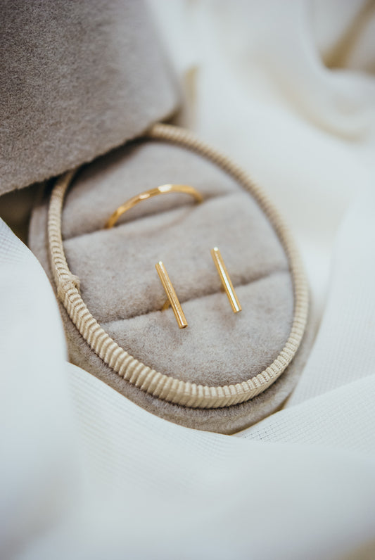 Mini Bar Stud Earrings in Solid Gold or Rose Gold