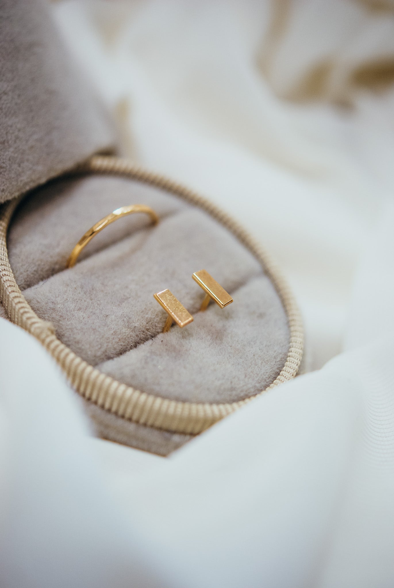 Mini Mirror Stud Earrings in Solid Gold