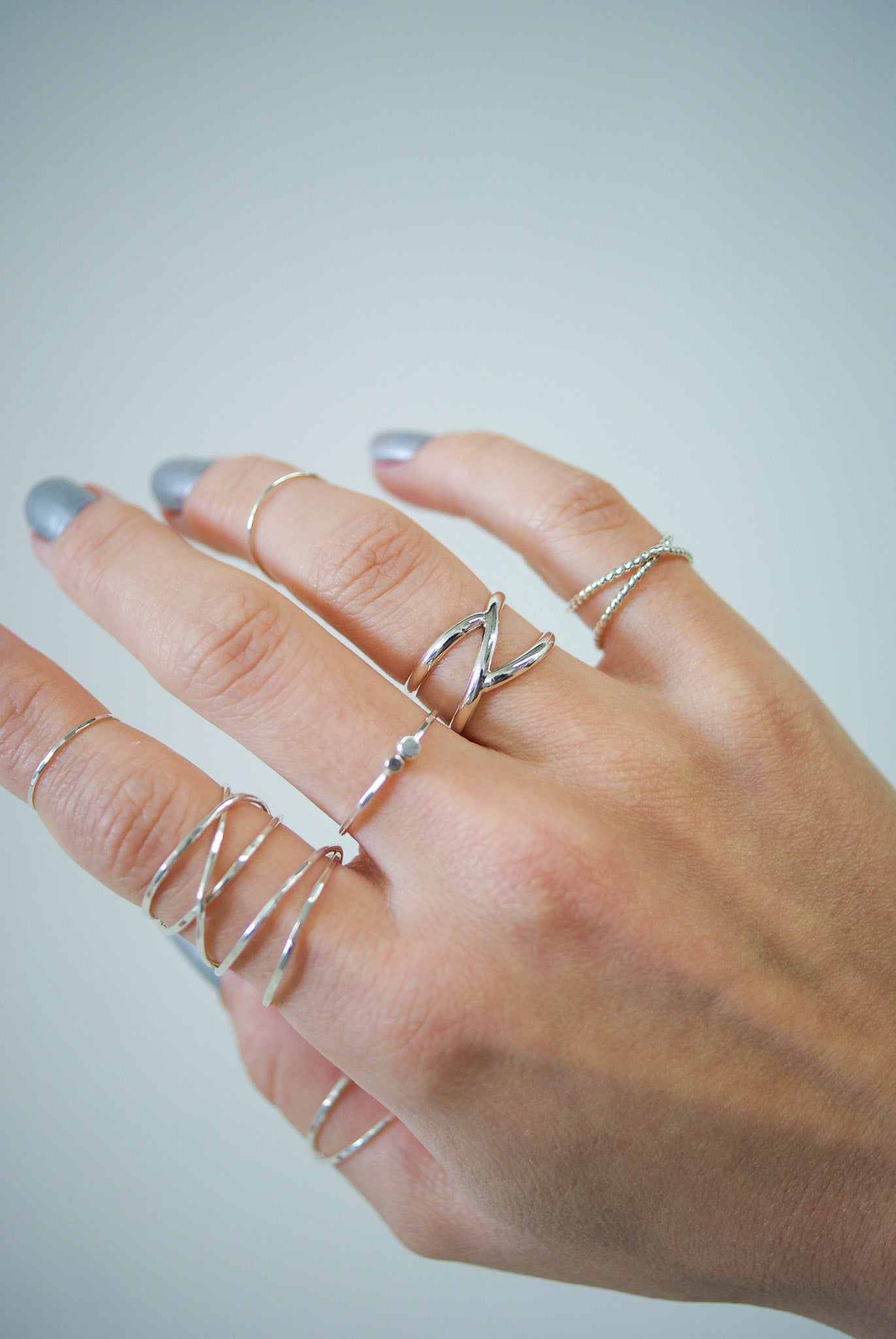 Double Pebble Ring, Sterling Silver