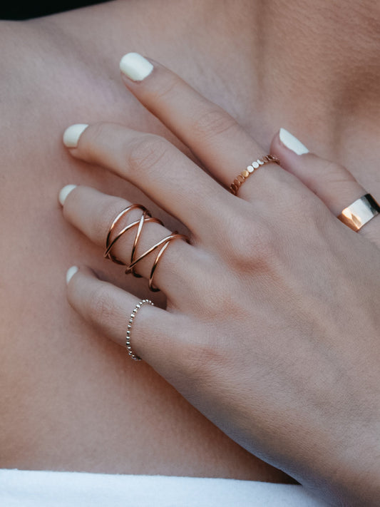 Extra Large Wraparound Ring, Solid 14K Rose Gold