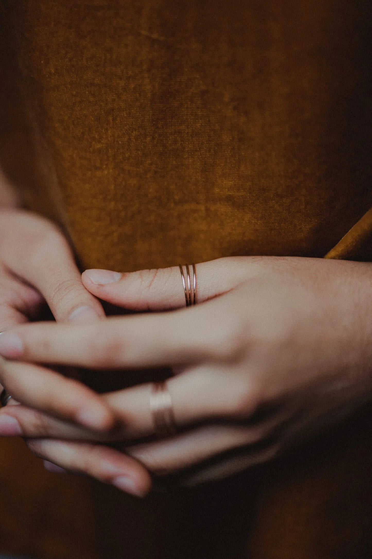 Connected Set of 3 Rings, 14K Rose Gold Fill