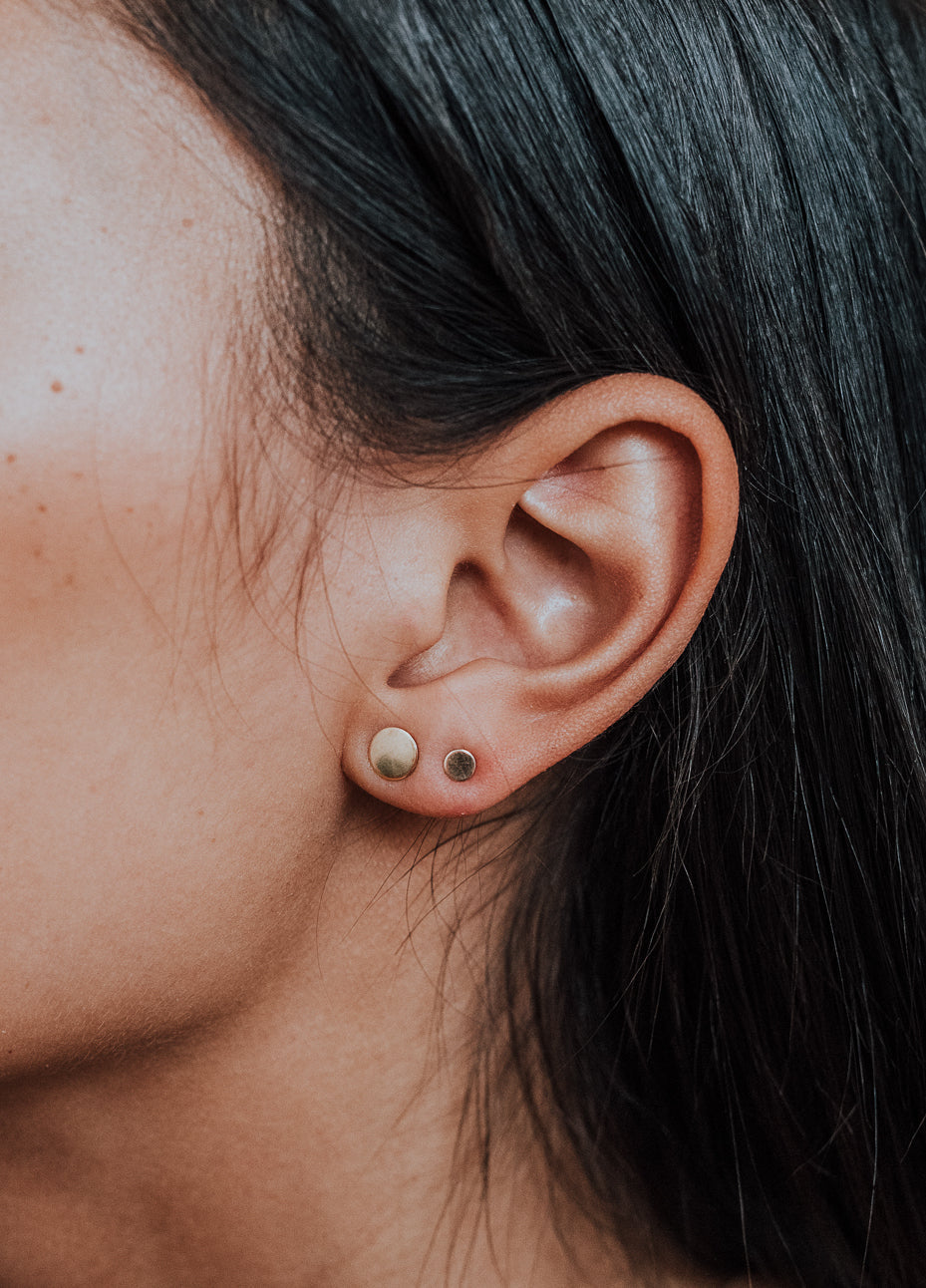 Mini Dot Stud Earrings in Solid Gold