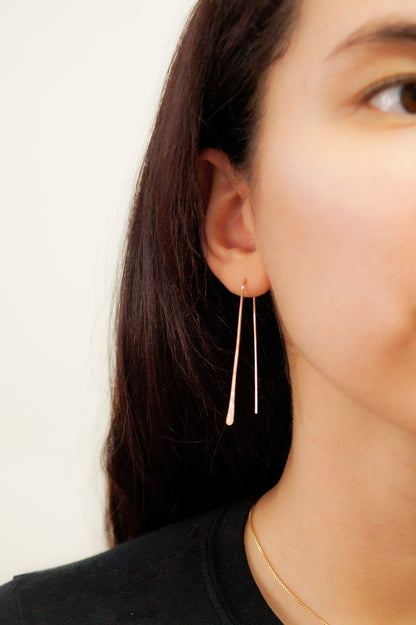 Long Arch Earrings in Solid Gold or Rose Gold