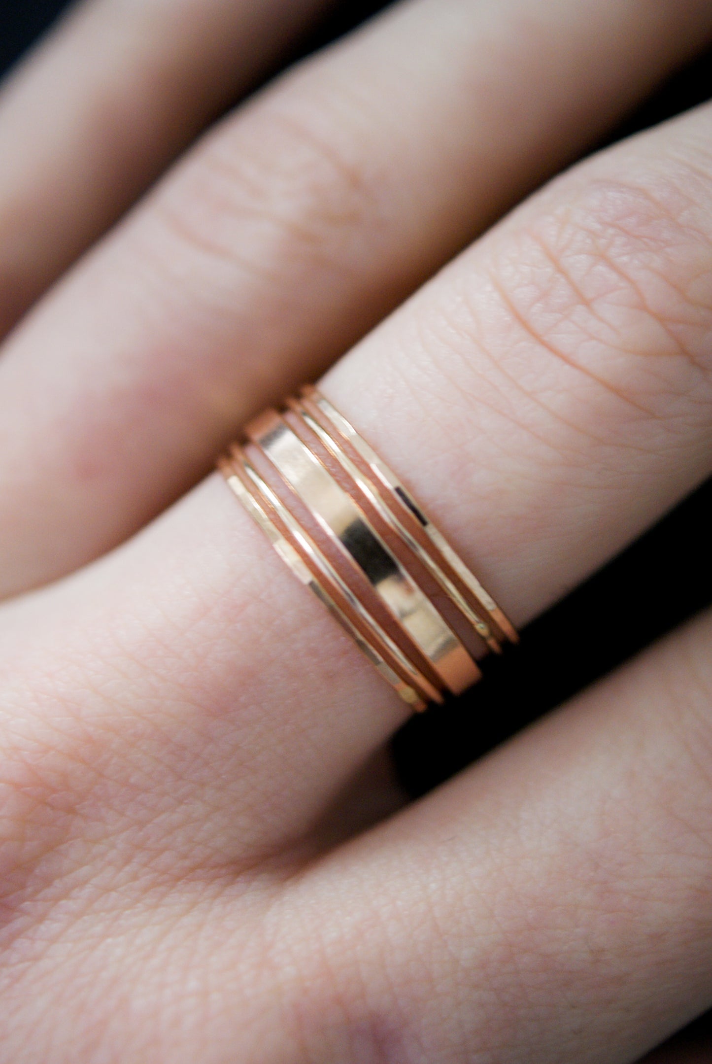 The Minimal Mirror Set of 5 Stacking Rings, Gold Fill, Rose Gold Fill or Sterling Silver