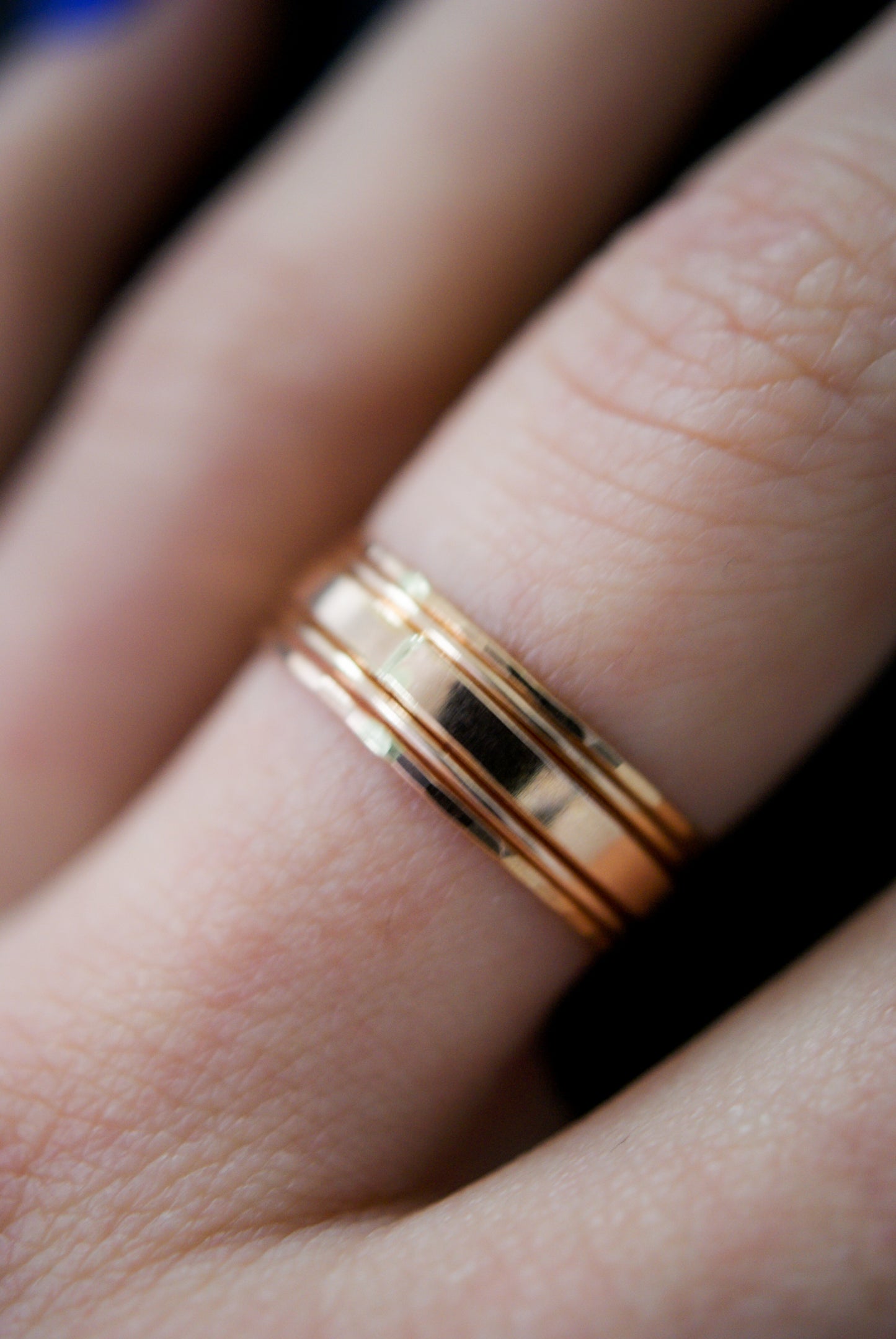 The Minimal Mirror Set of 5 Stacking Rings, Gold Fill, Rose Gold Fill or Sterling Silver