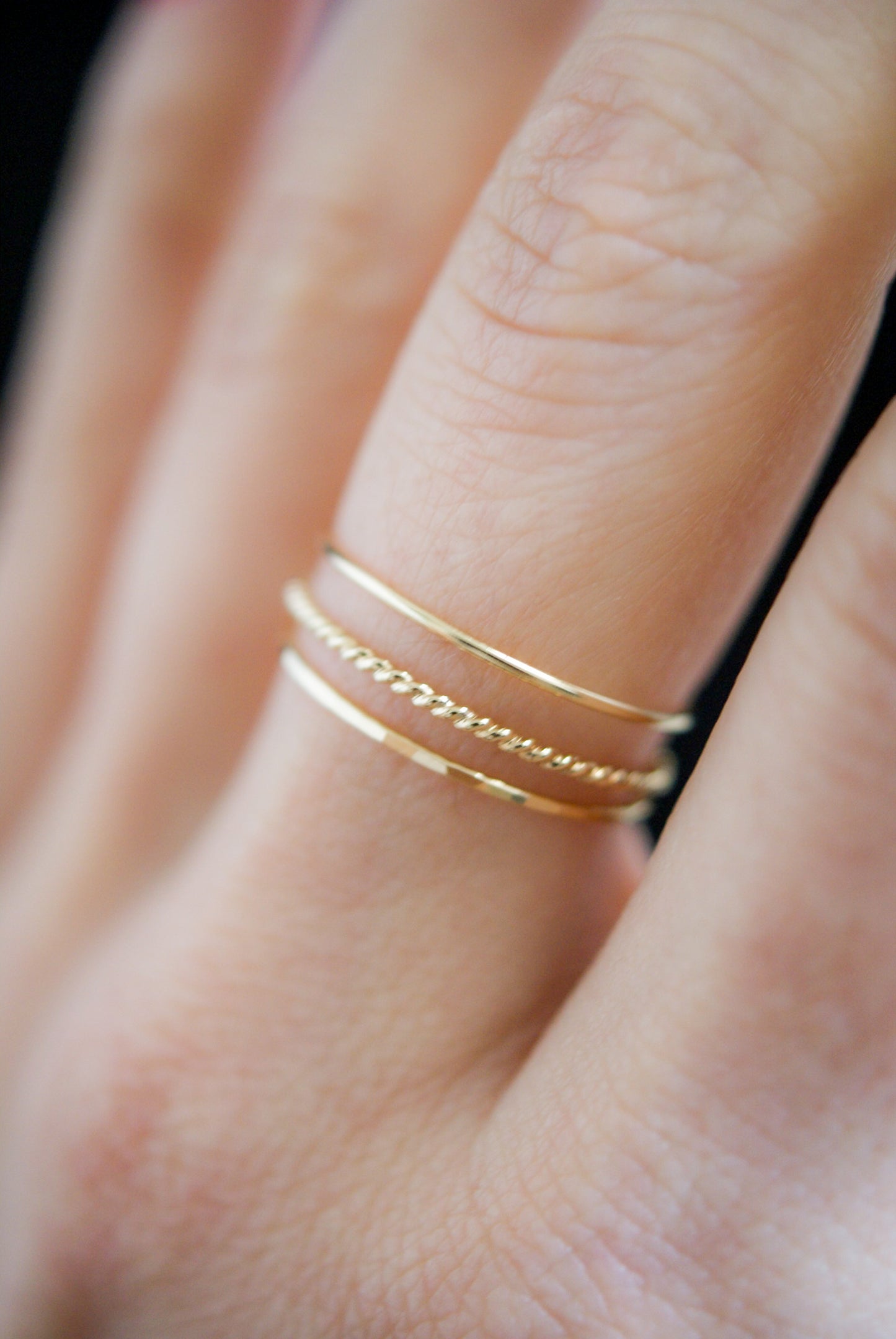 Twist Set of 3 Stacking Rings, 14K Gold Fill