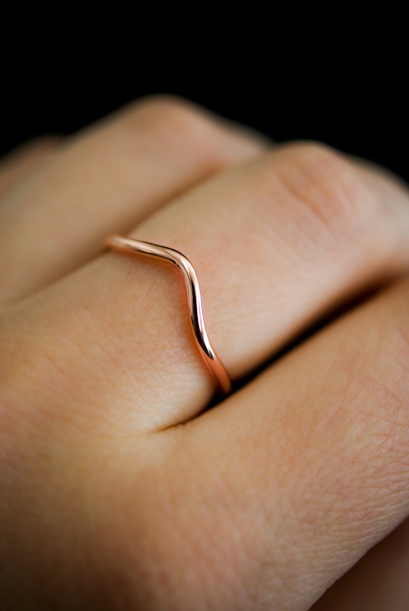 Teardrop Ring, Solid 14K Rose Gold