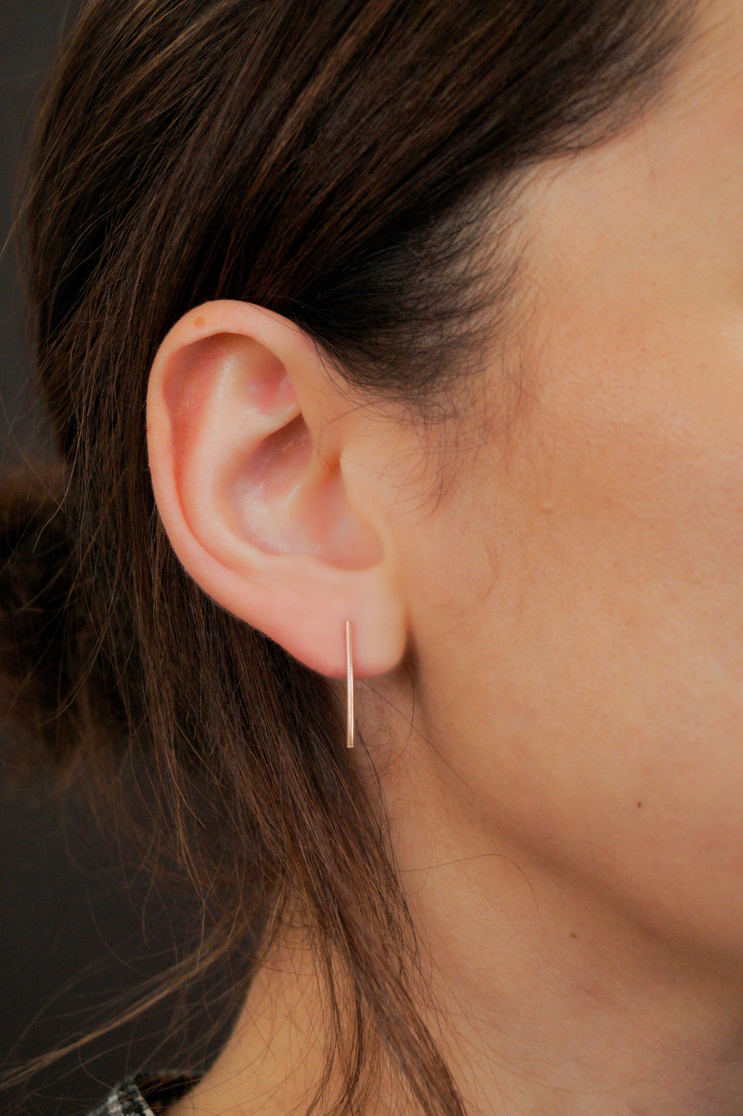 Bar Stud Earrings in Solid Gold or Rose Gold