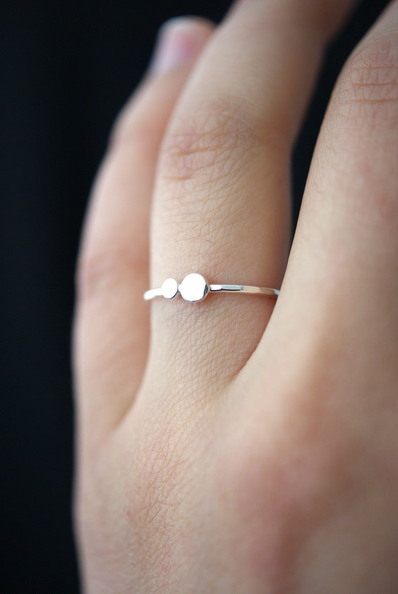 Double Pebble Ring, Sterling Silver