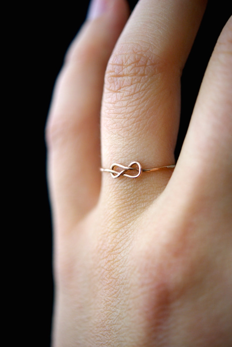 Infinity Knot Ring, Solid 14K Rose Gold