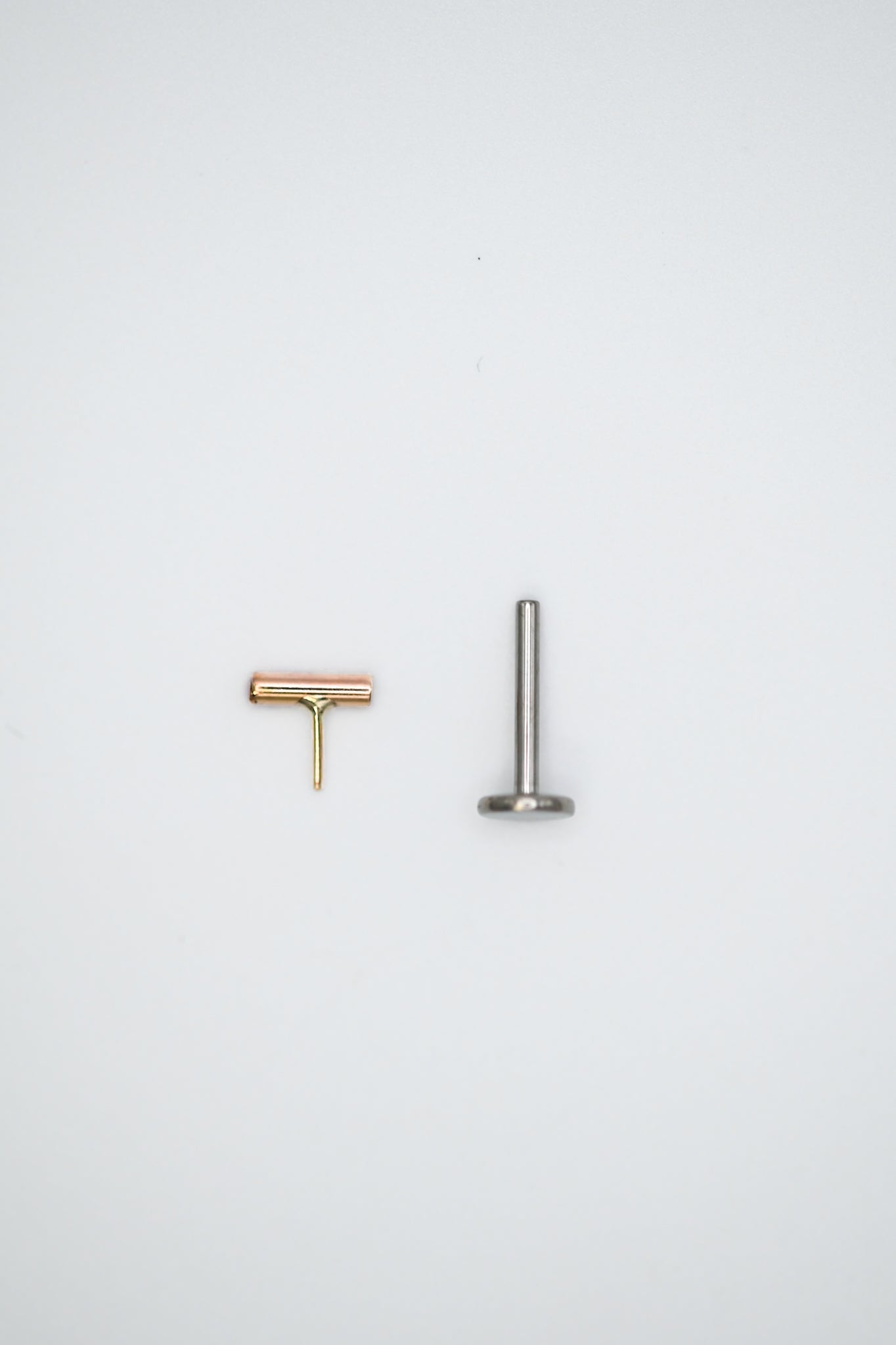 Tiny Bar Flat Back Stud Earring, Solid Gold or Rose Gold