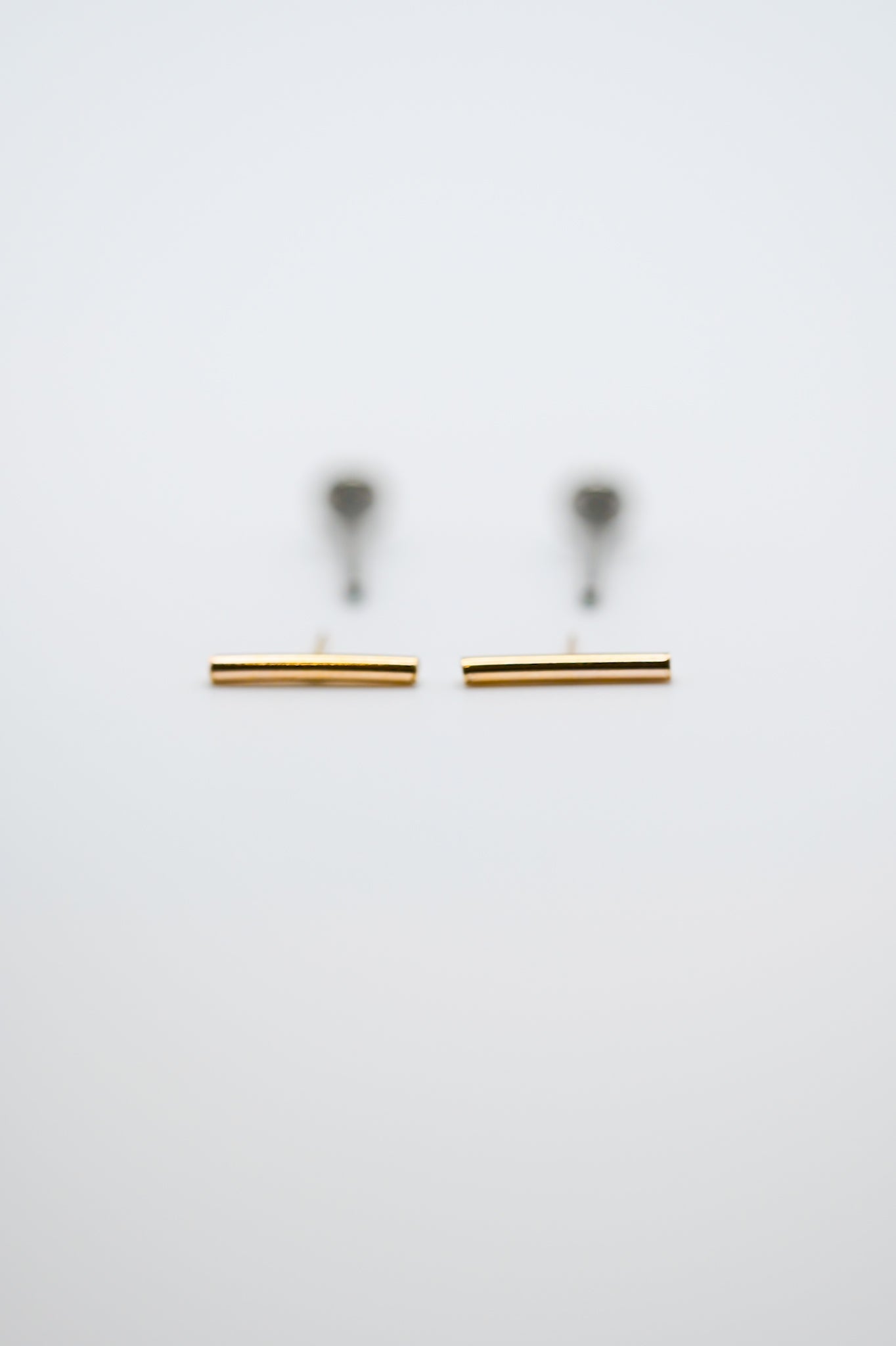 Mini Bar Flat Back Stud Earring, Solid Gold or Rose Gold