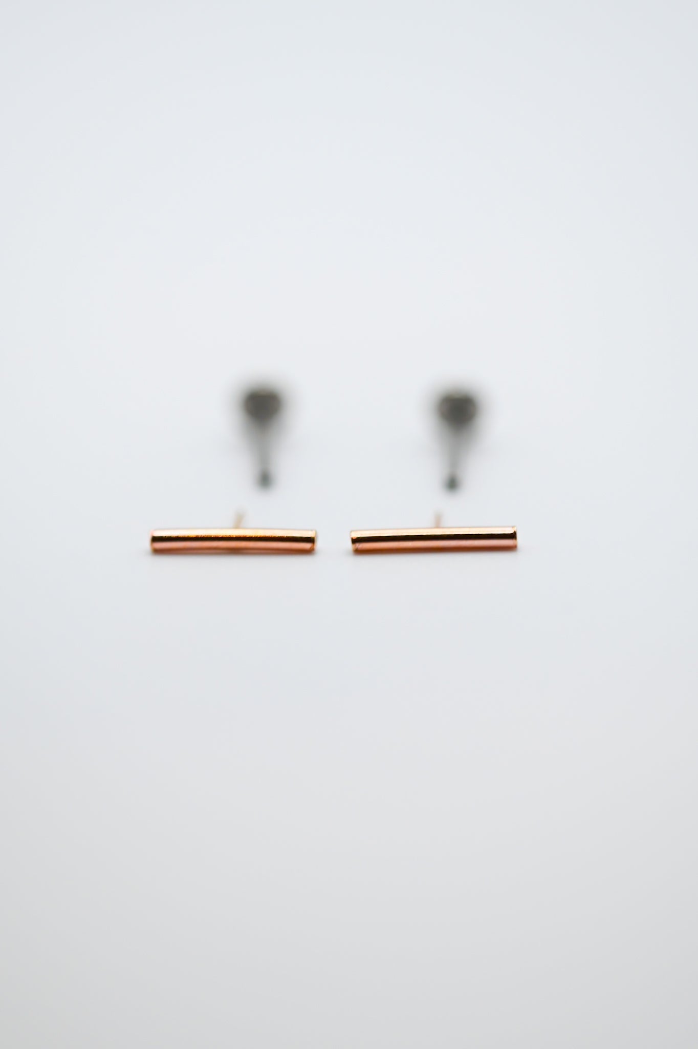 Mini Bar Flat Back Stud Earring, Solid Gold or Rose Gold