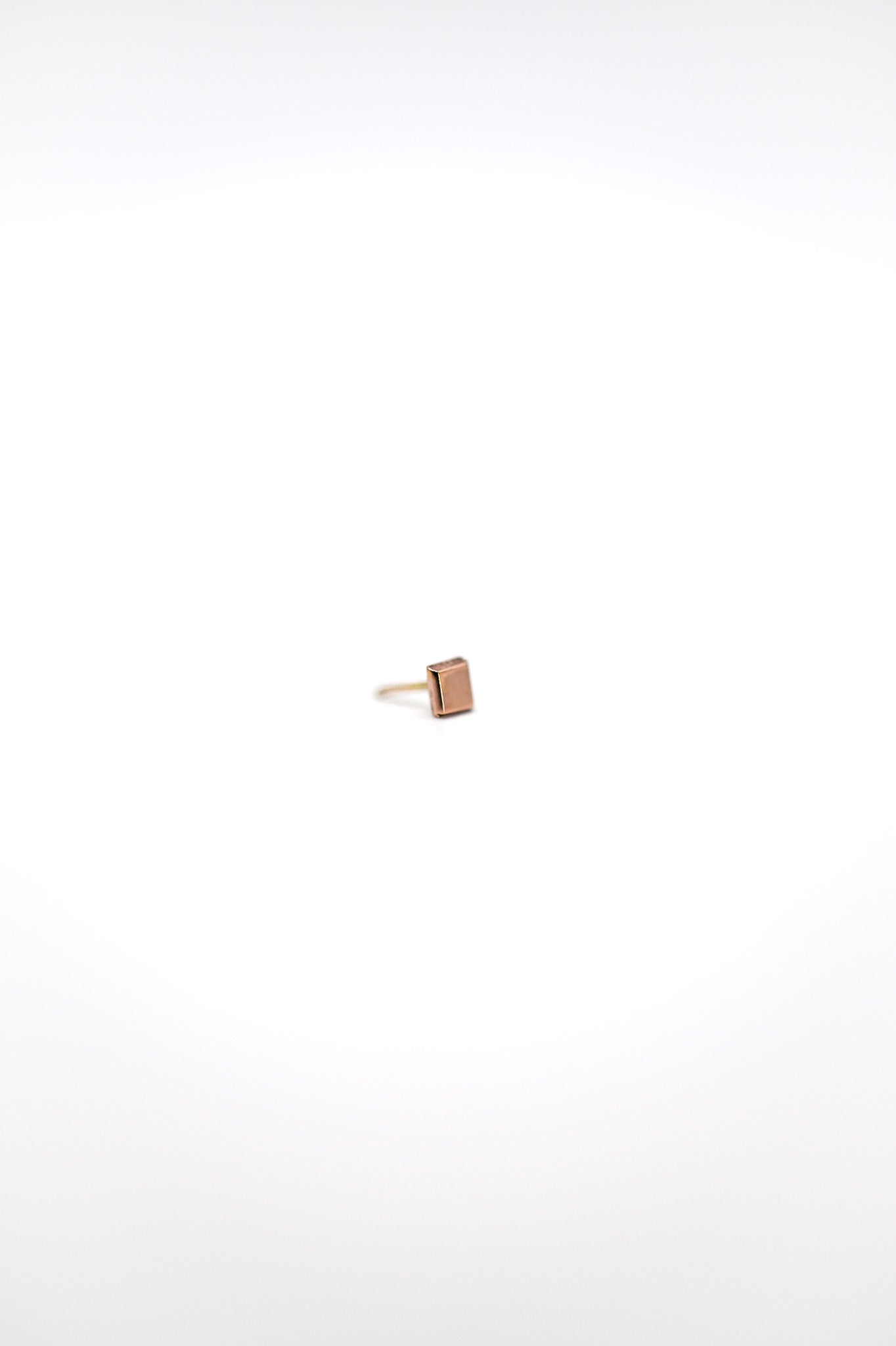 Square Mirror Flat Back Stud Earring, Solid Gold