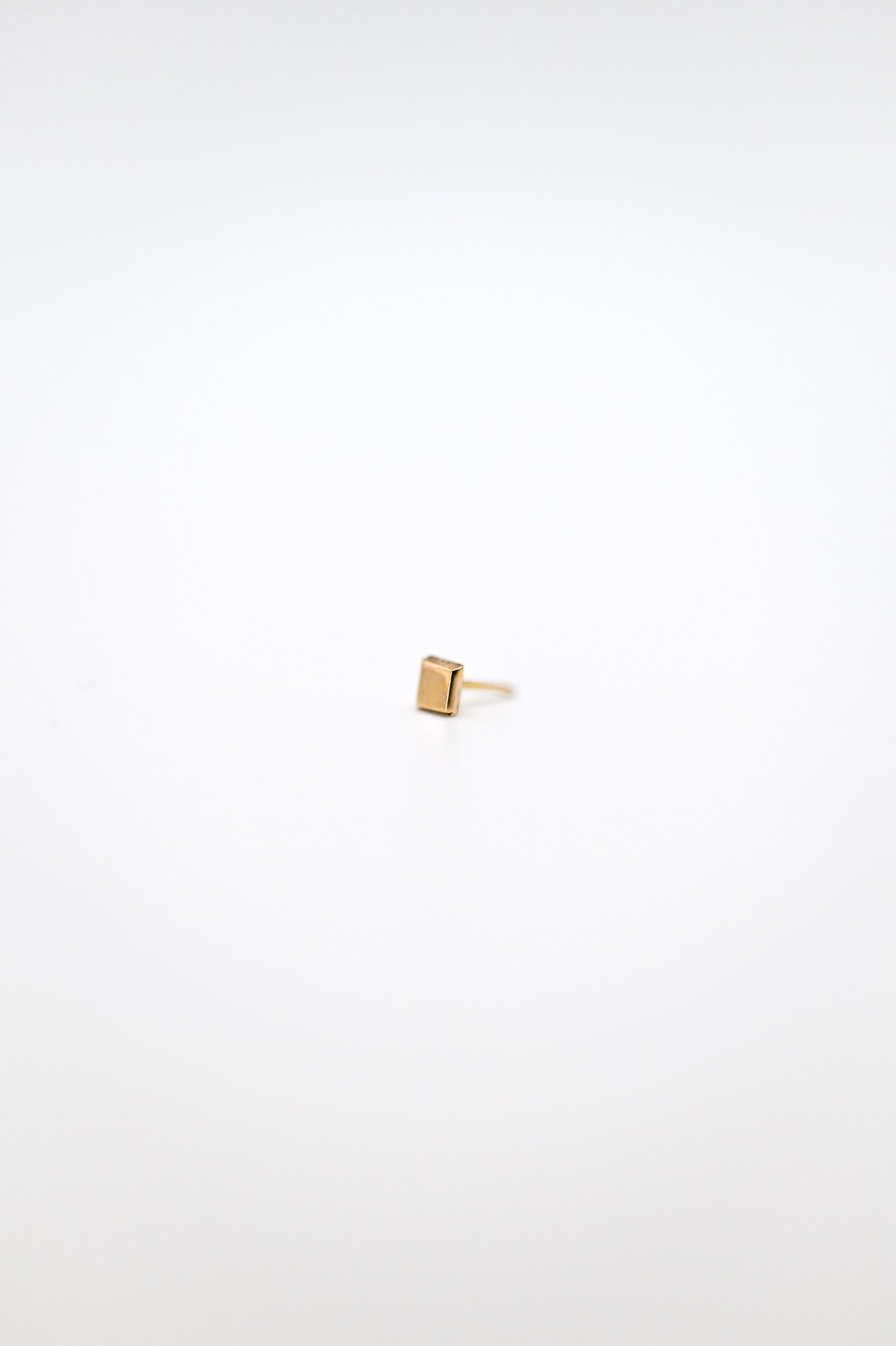 Square Mirror Flat Back Stud Earring, Solid Gold