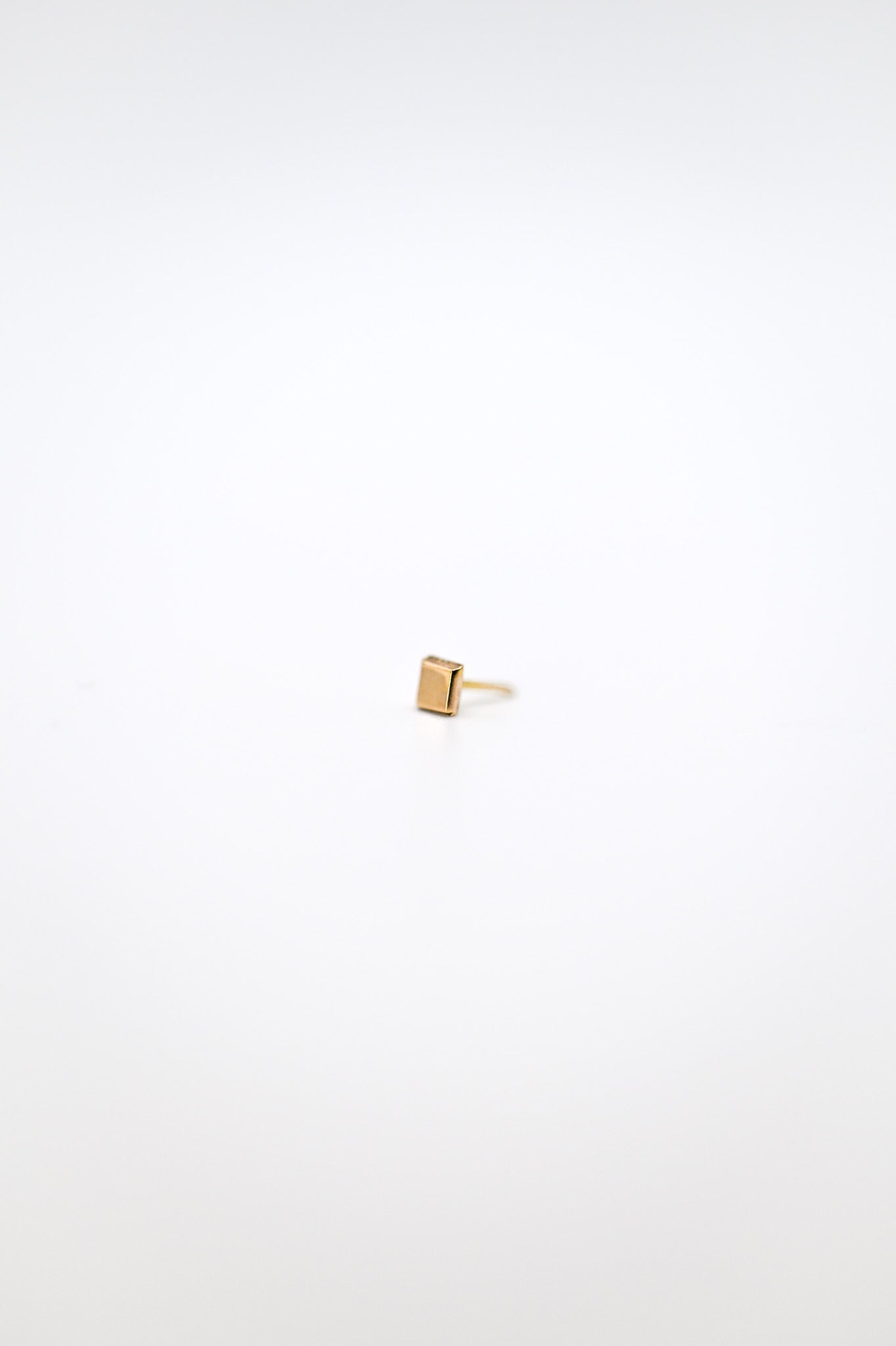 Square Mirror Flat Back Stud Earring, Solid Gold or Rose Gold