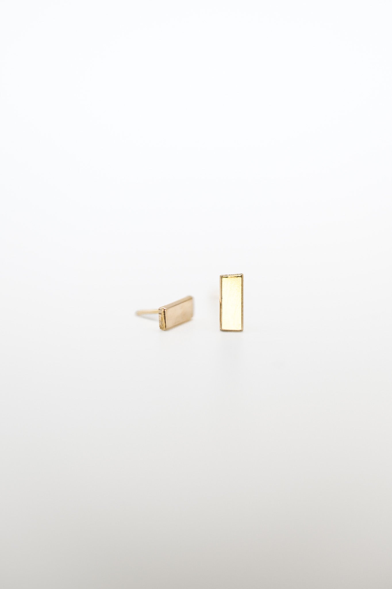 Mini Mirror Flat Back Stud Earring, Solid Gold