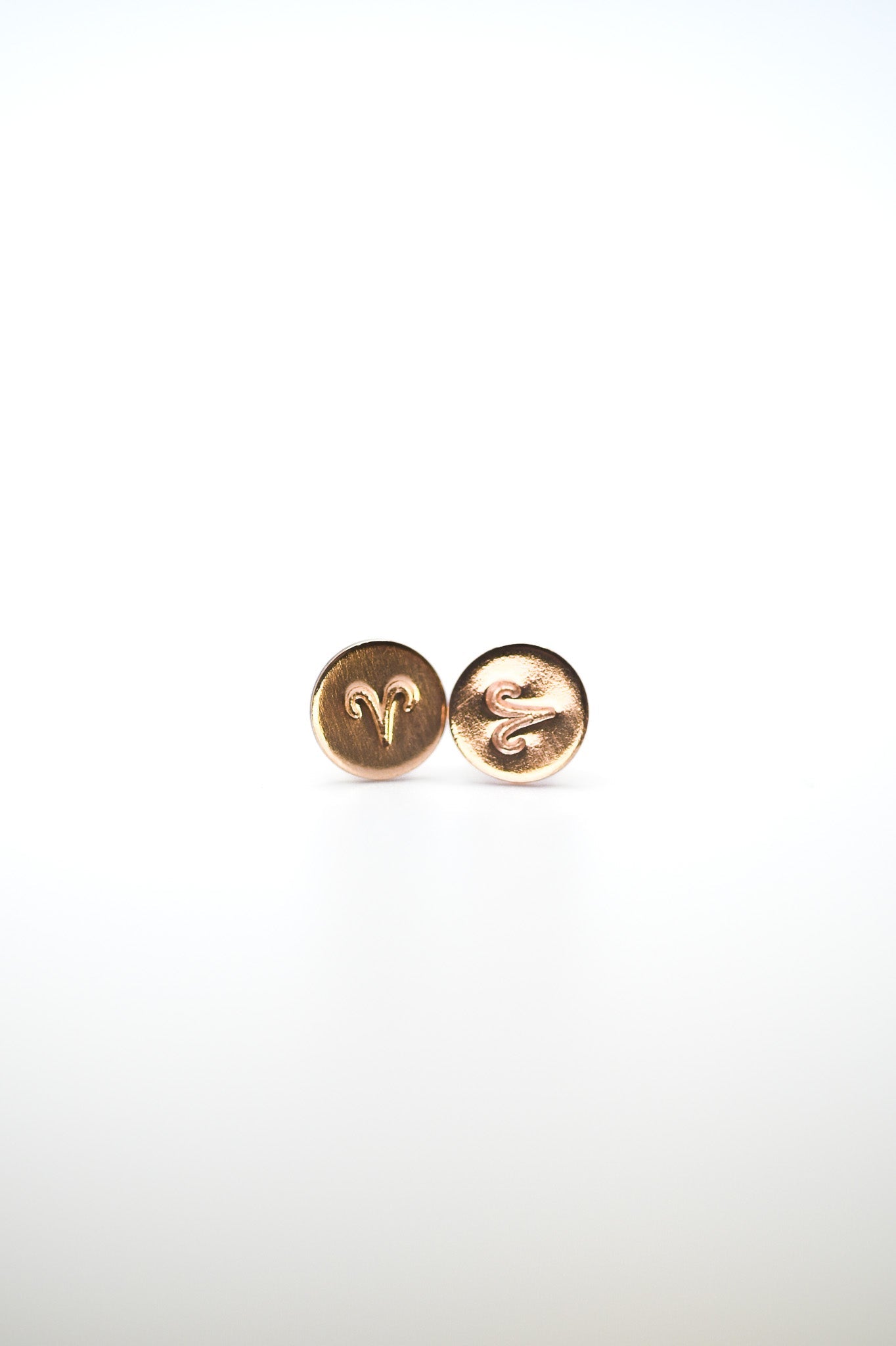 Zodiac Flat Back Stud Earring, Solid Gold or Rose Gold