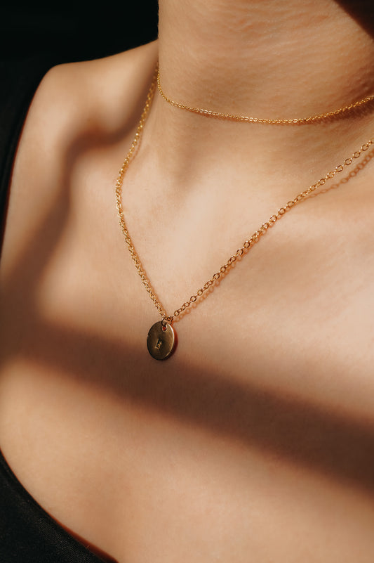 Choker with Monogram Layering Necklace Set in Gold Fill