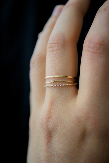 Knot Mixed Texture Set of 3 Stacking Rings, Gold Fill, Rose Gold Fill or Sterling Silver