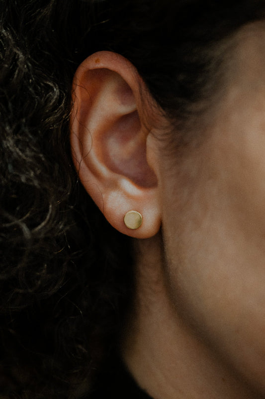 Dot Flat Back Stud Earring, Solid Gold or Rose Gold