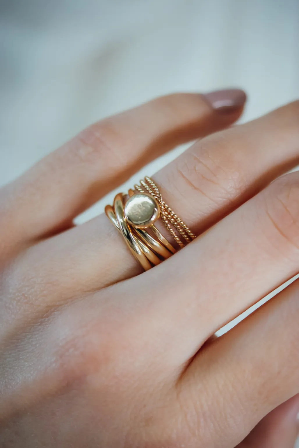 Pebble Ring, Solid 14K Gold