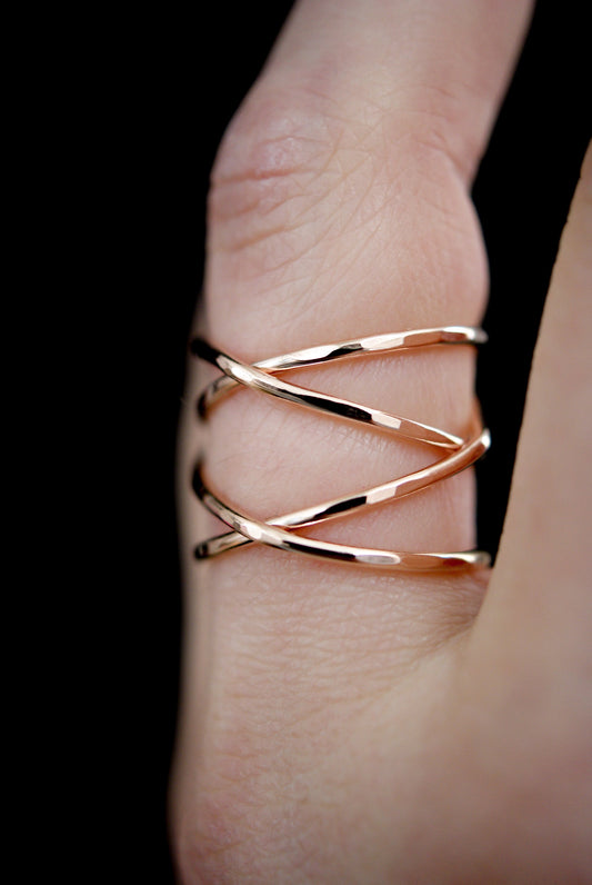 Large Wraparound Ring, Solid 14K Rose Gold