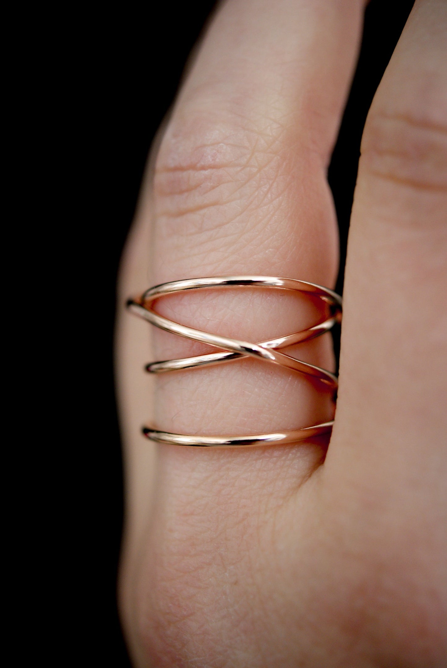 Large Wraparound Ring, Solid 14K Rose Gold