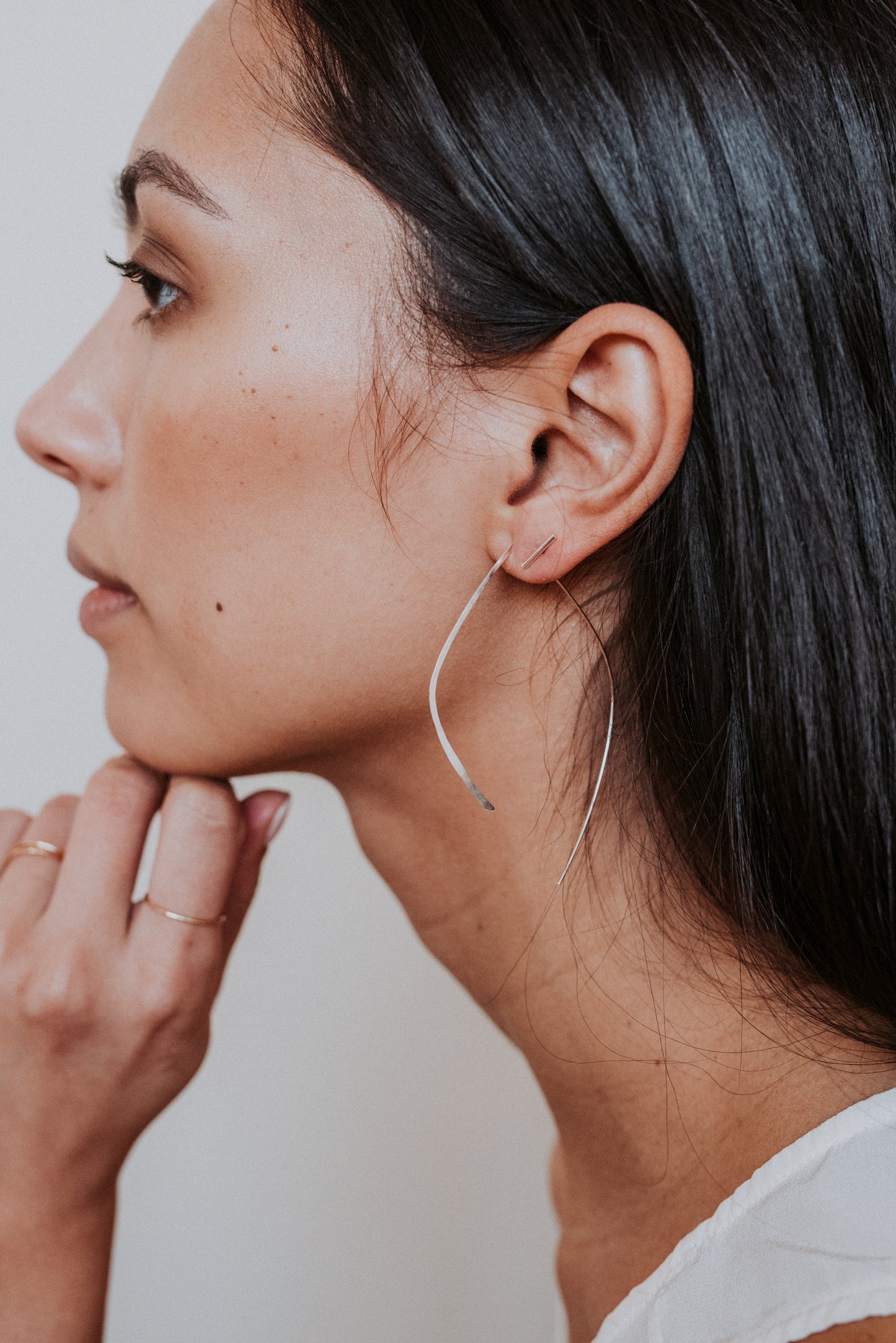Teardrop Threader Hoop Earrings, Gold Fill, Rose Gold Fill, or Sterling Silver