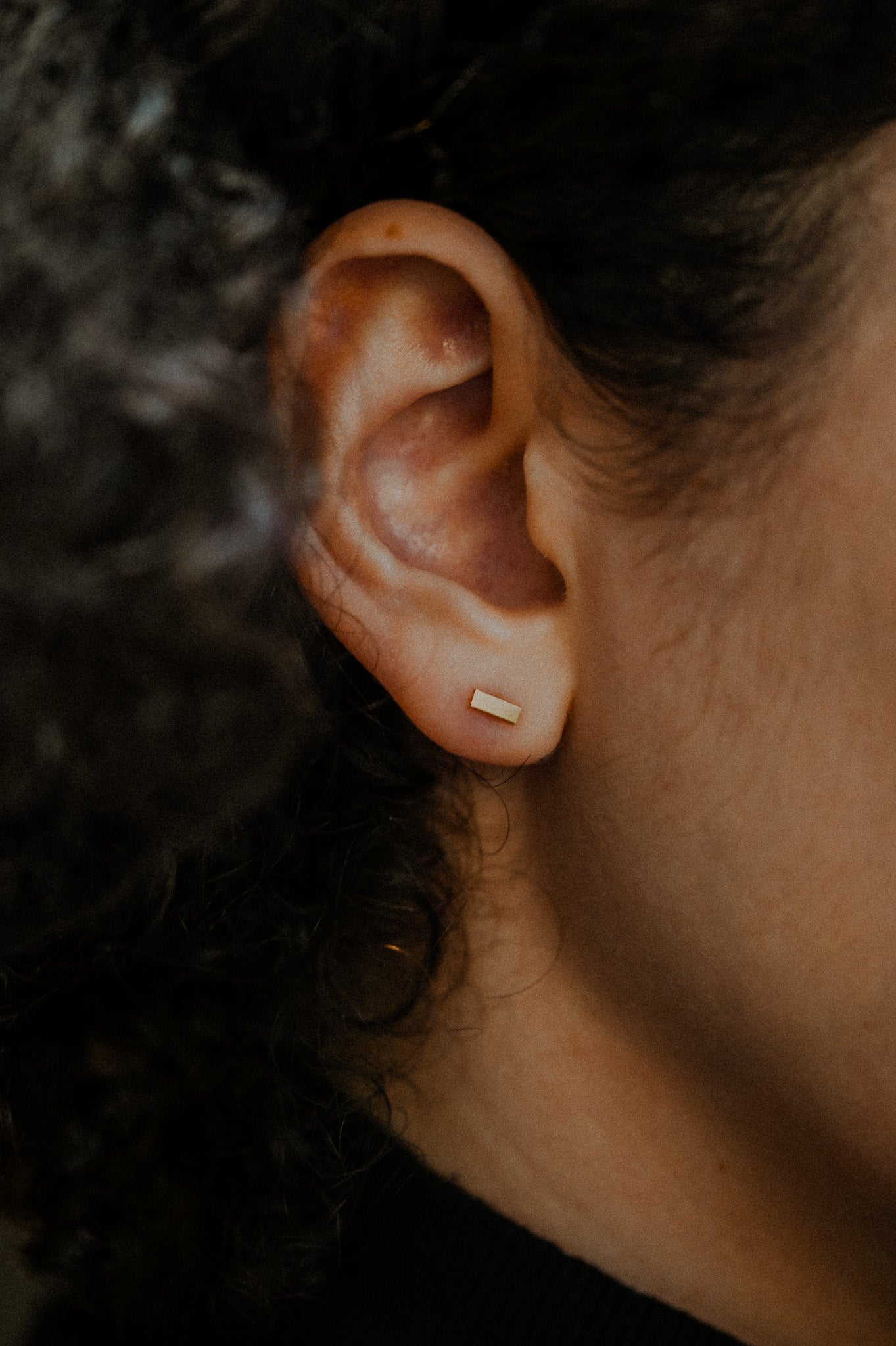 Mini Mirror Stud Earrings in Solid Gold