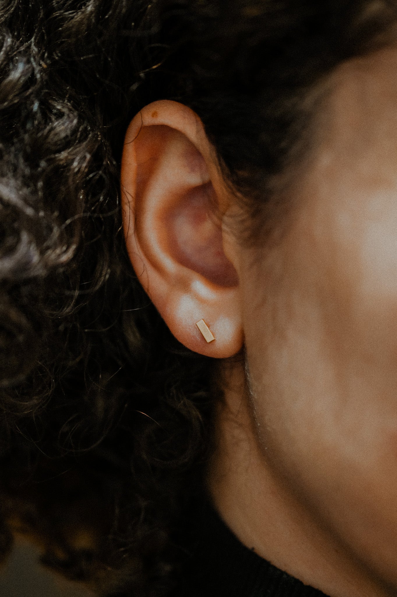 Mini Mirror Stud Earrings in Solid Gold