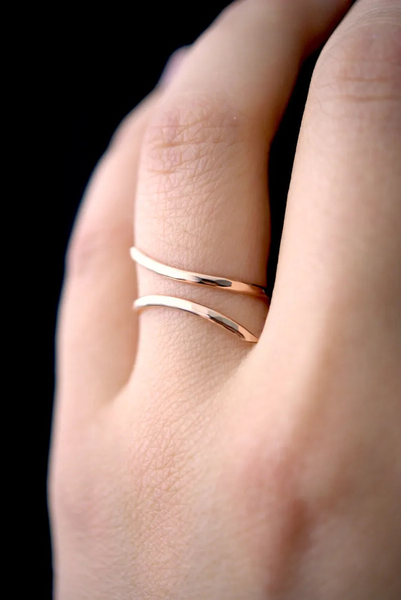 Open Curve Ring, Solid 14K Rose Gold