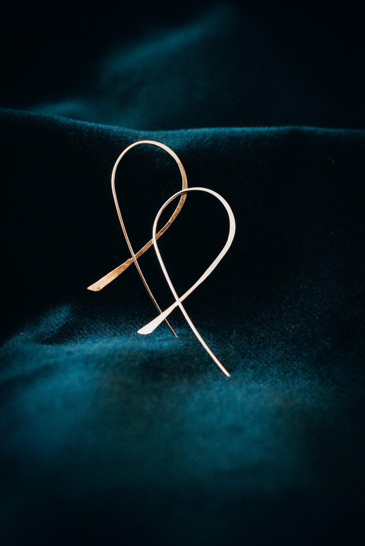 Ribbon Threader Hoop Earrings, Gold Fill, Rose Gold Fill, or Sterling Silver