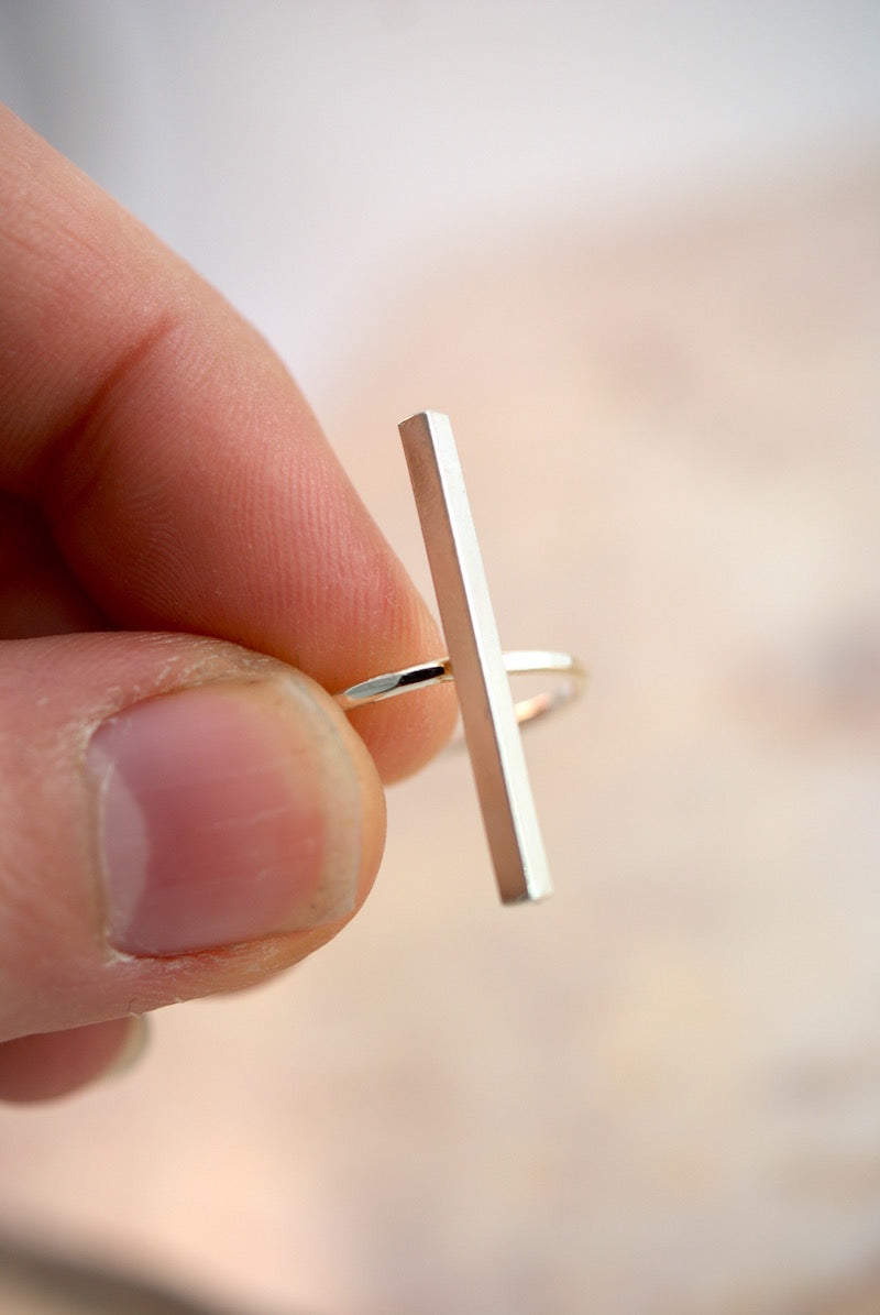 Large Bar Ring, Sterling Silver