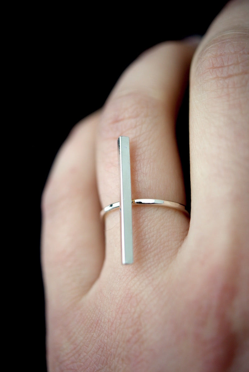 Large Bar Ring, Sterling Silver