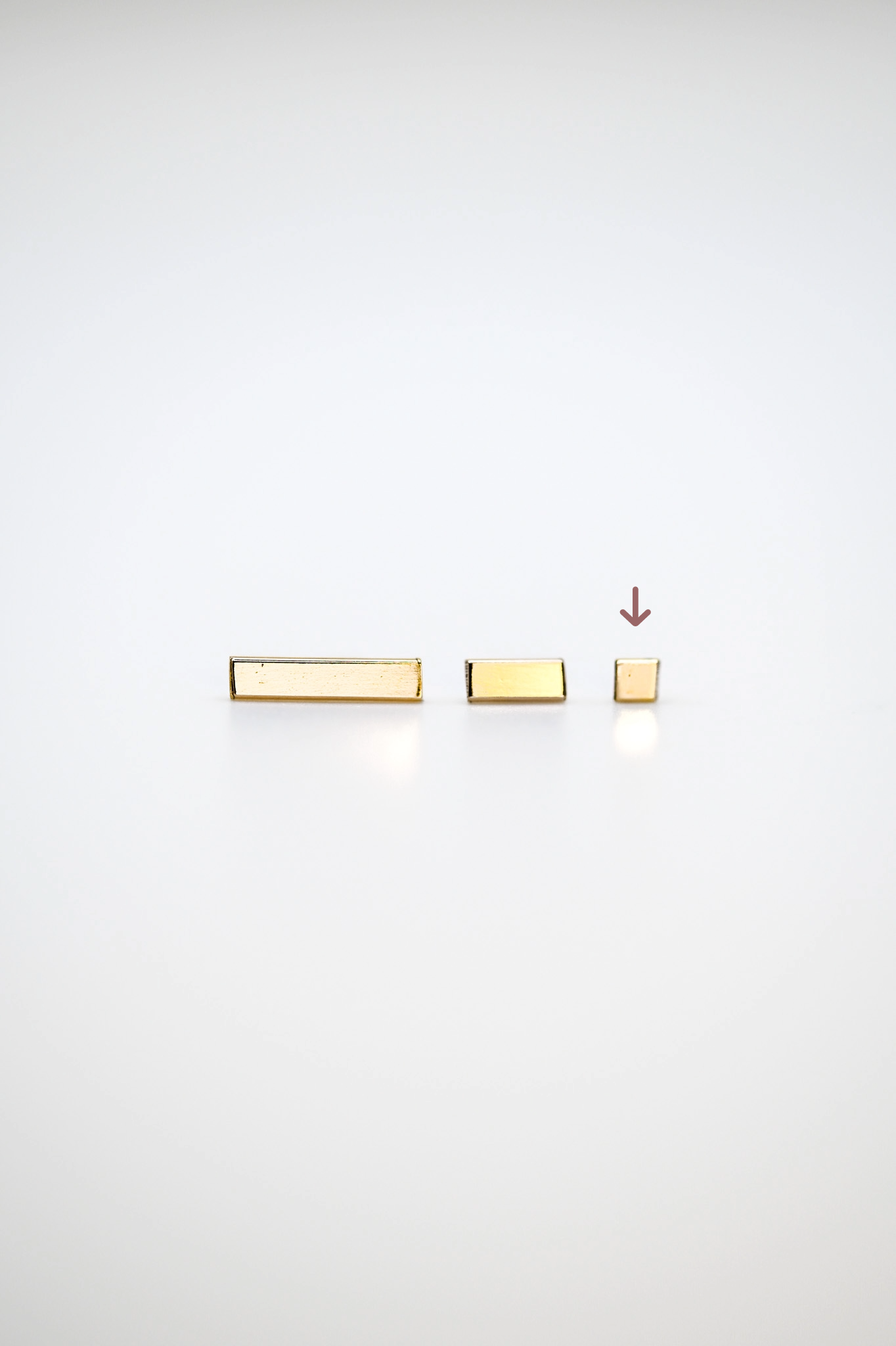 Square Mirror Flat Back Stud Earring, Solid Gold