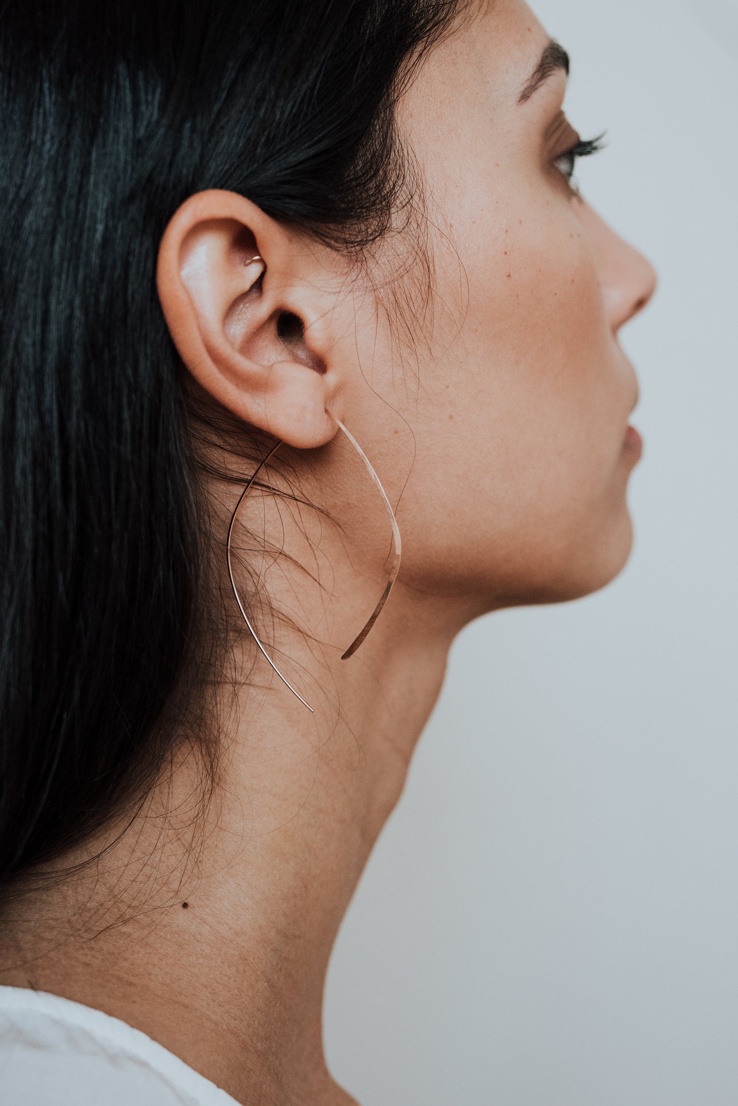 Teardrop Threader Hoop Earrings, Gold Fill, Rose Gold Fill, or Sterling Silver