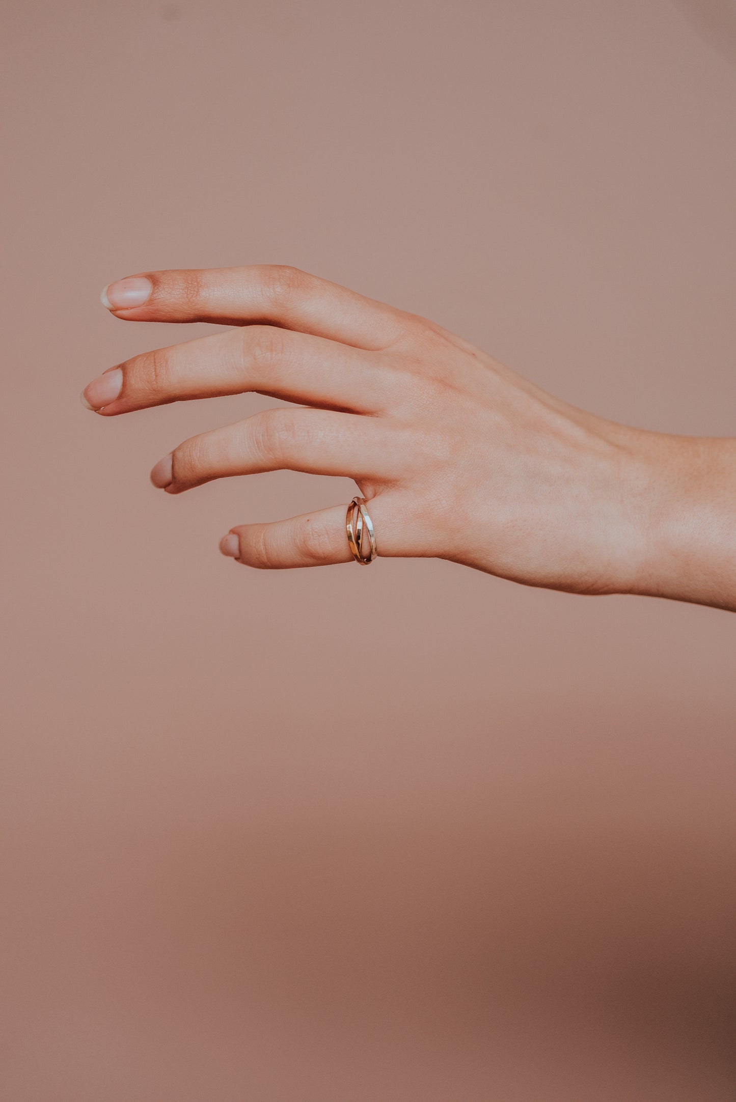 Thick Interlocking Set of 3 Rings, Mixed Metals