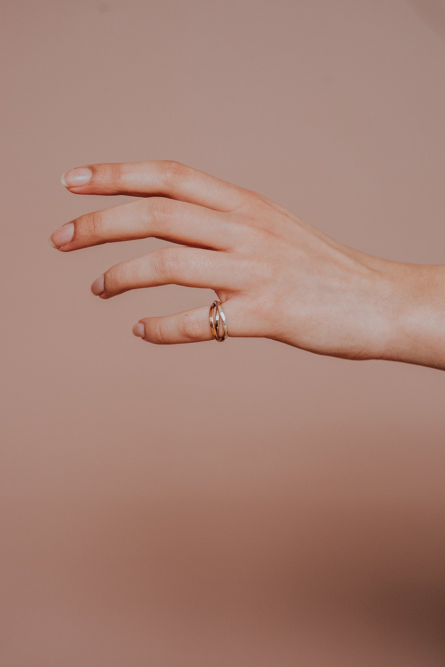 Thick Interlocking Set of 3 Rings, Solid Mixed Metals