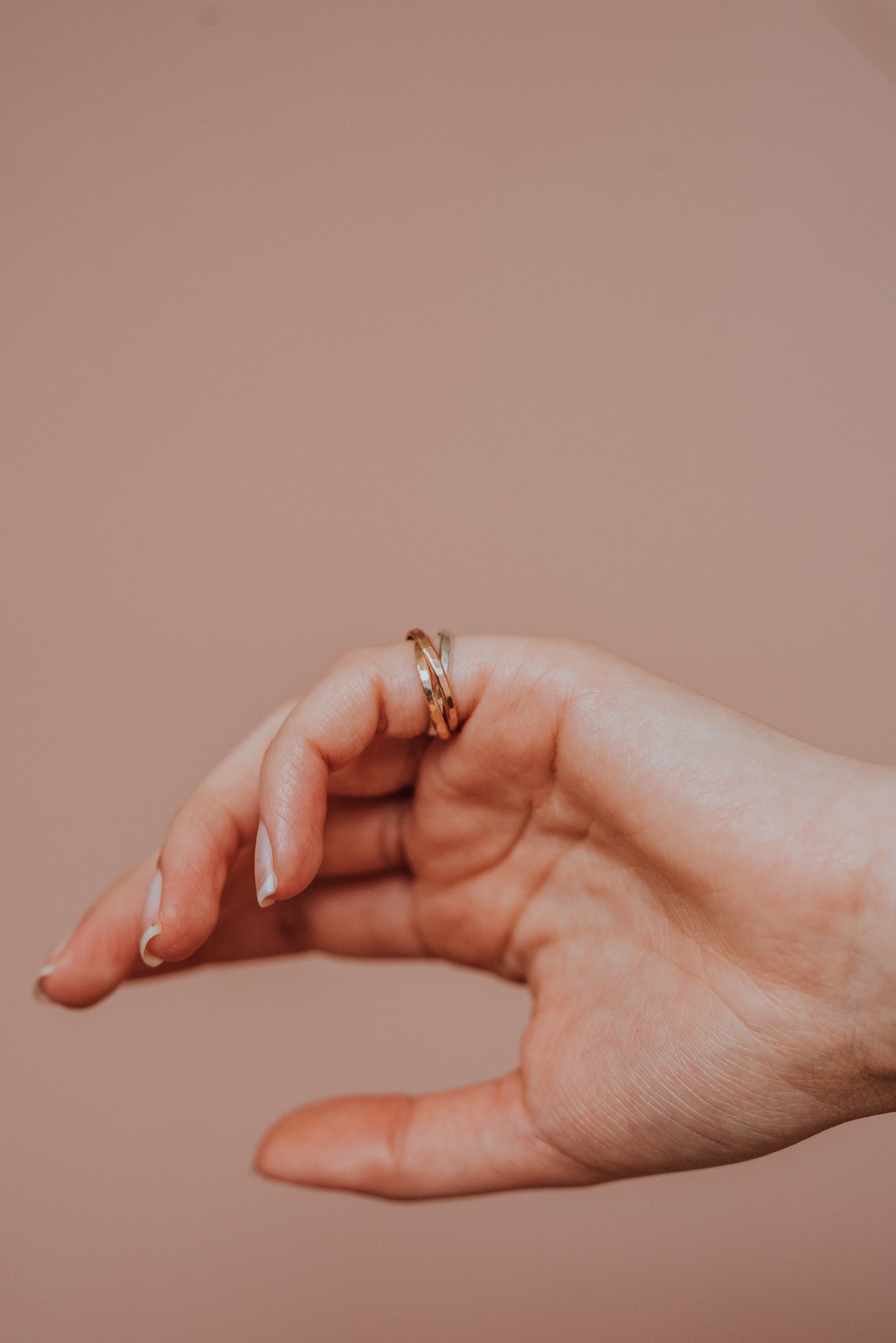 Thick Interlocking Set of 3 Rings, Solid Mixed Metals