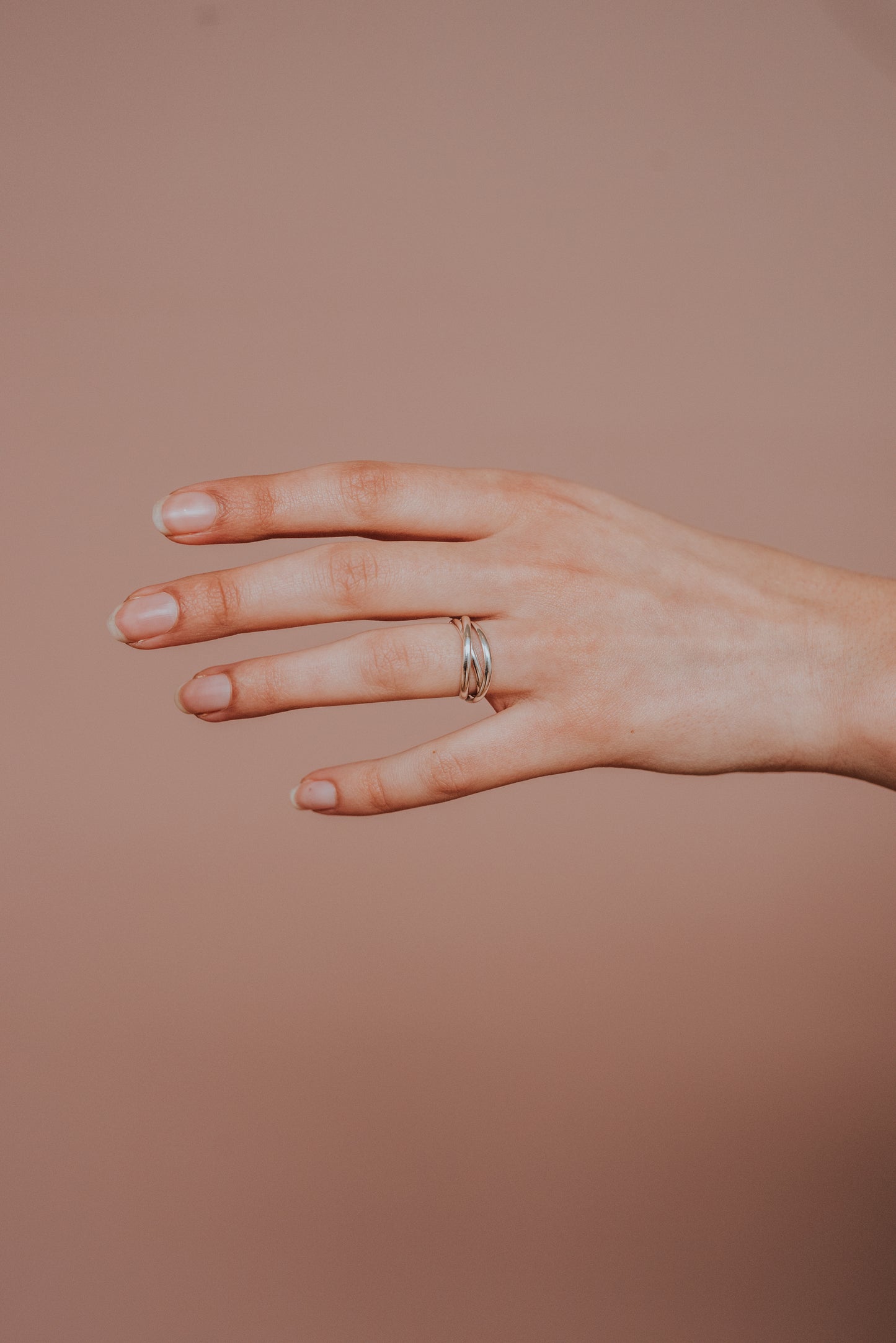 Thick Interlocking Set of 3 Rings, Sterling Silver