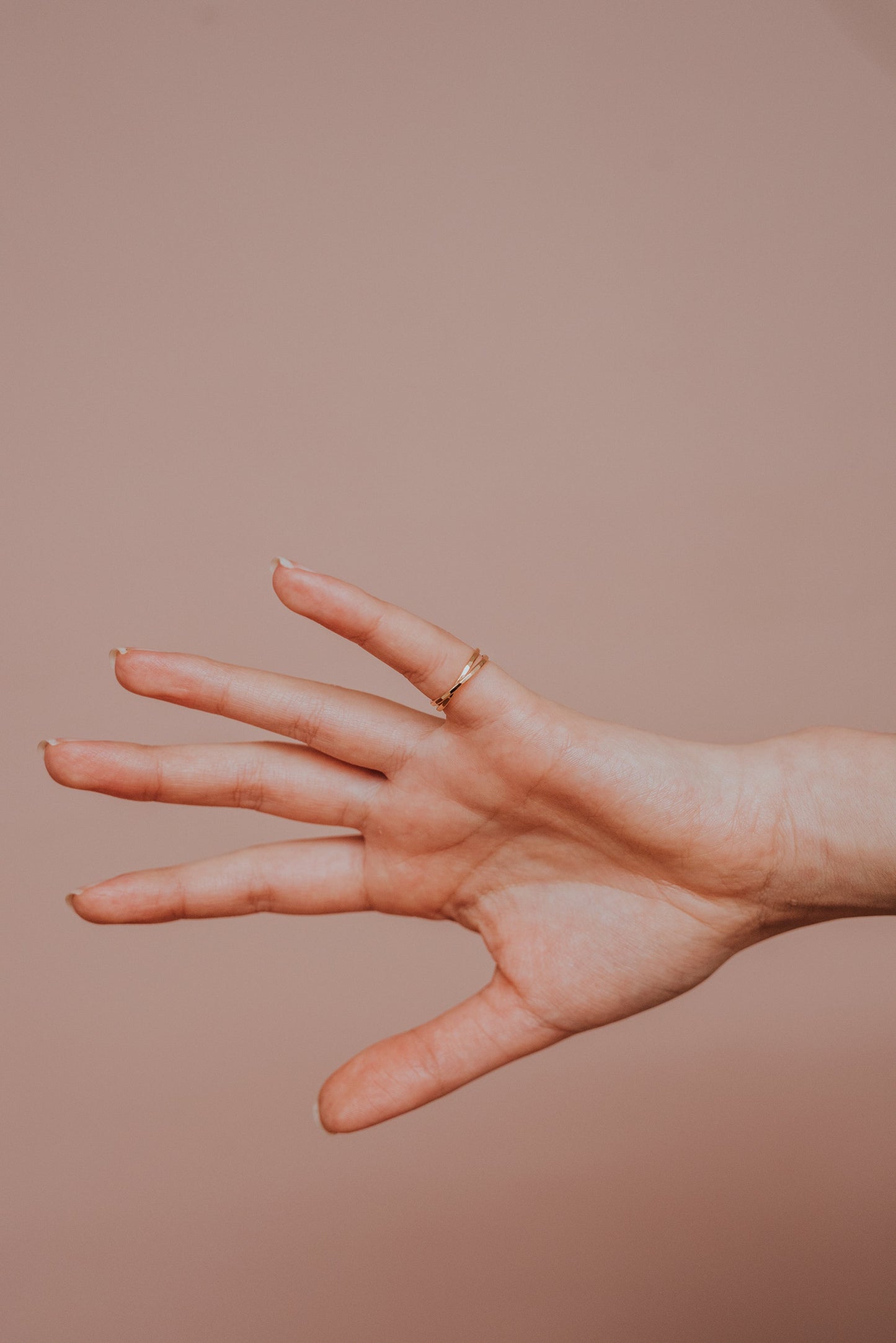 Thin Interlocking Set of 2 Rings, Solid 14K Gold