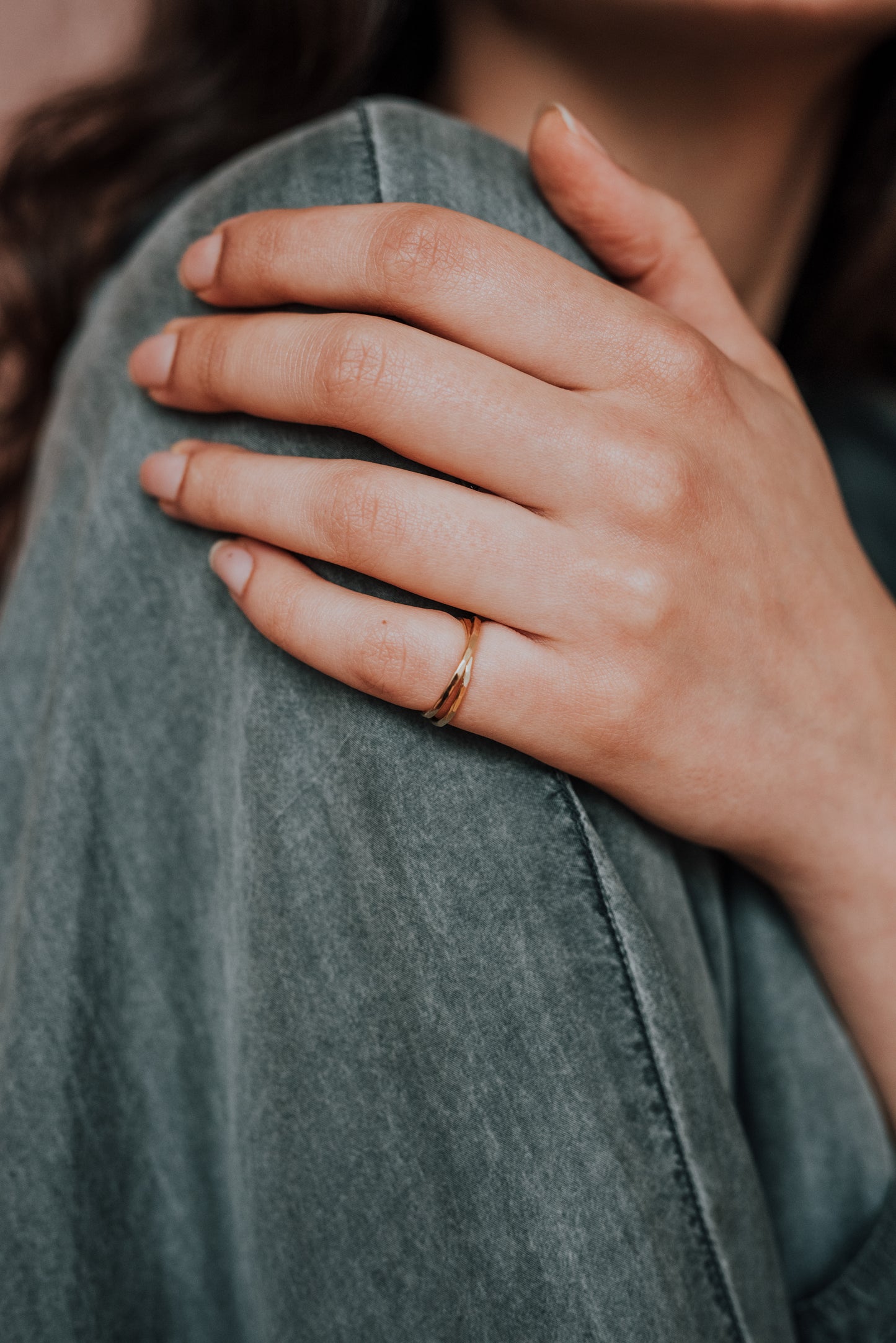 Thin Interlocking Set of 2 Rings, 14K Gold Fill