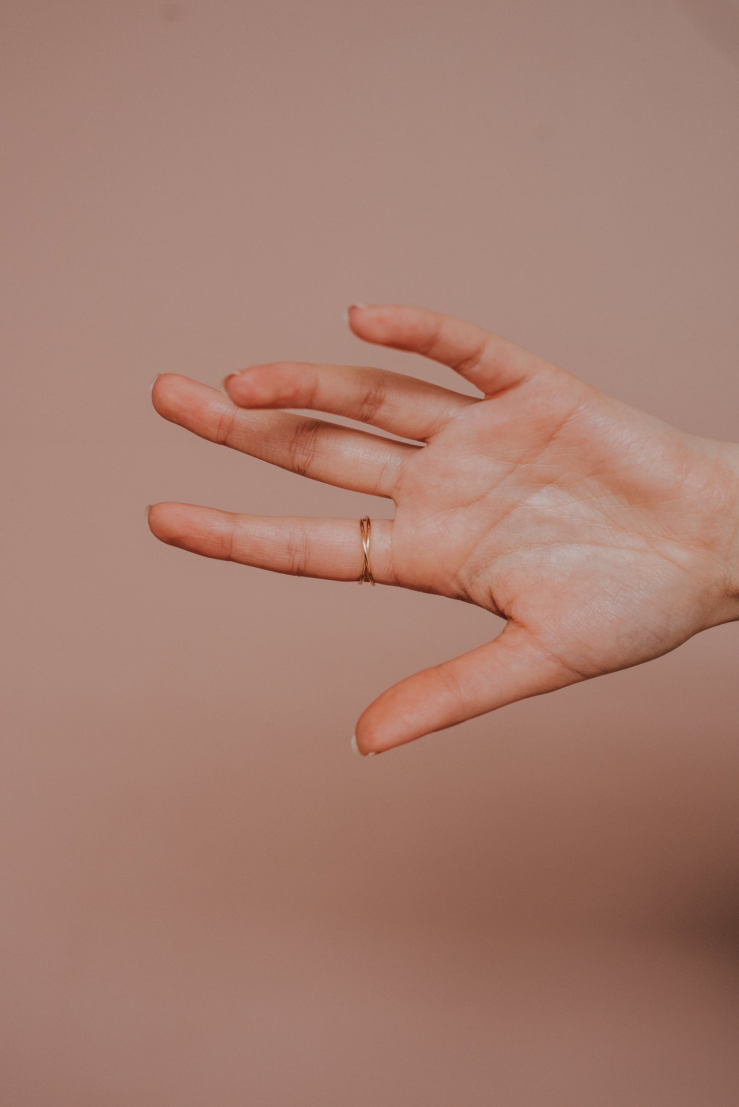 Thin Interlocking Set of 2 Rings, Solid 14K Gold