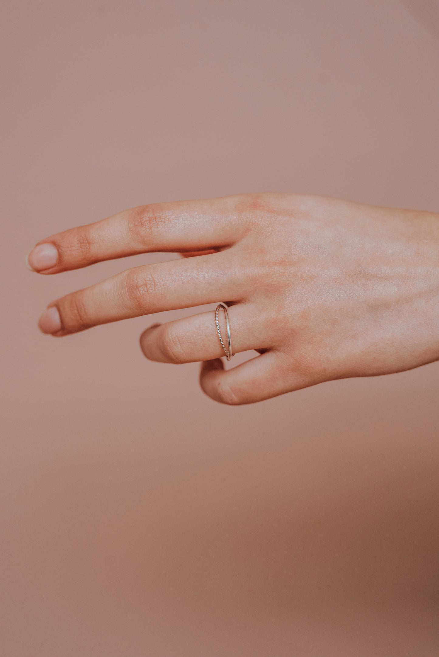 Twist Interlocking Set of 2 Rings, Sterling Silver