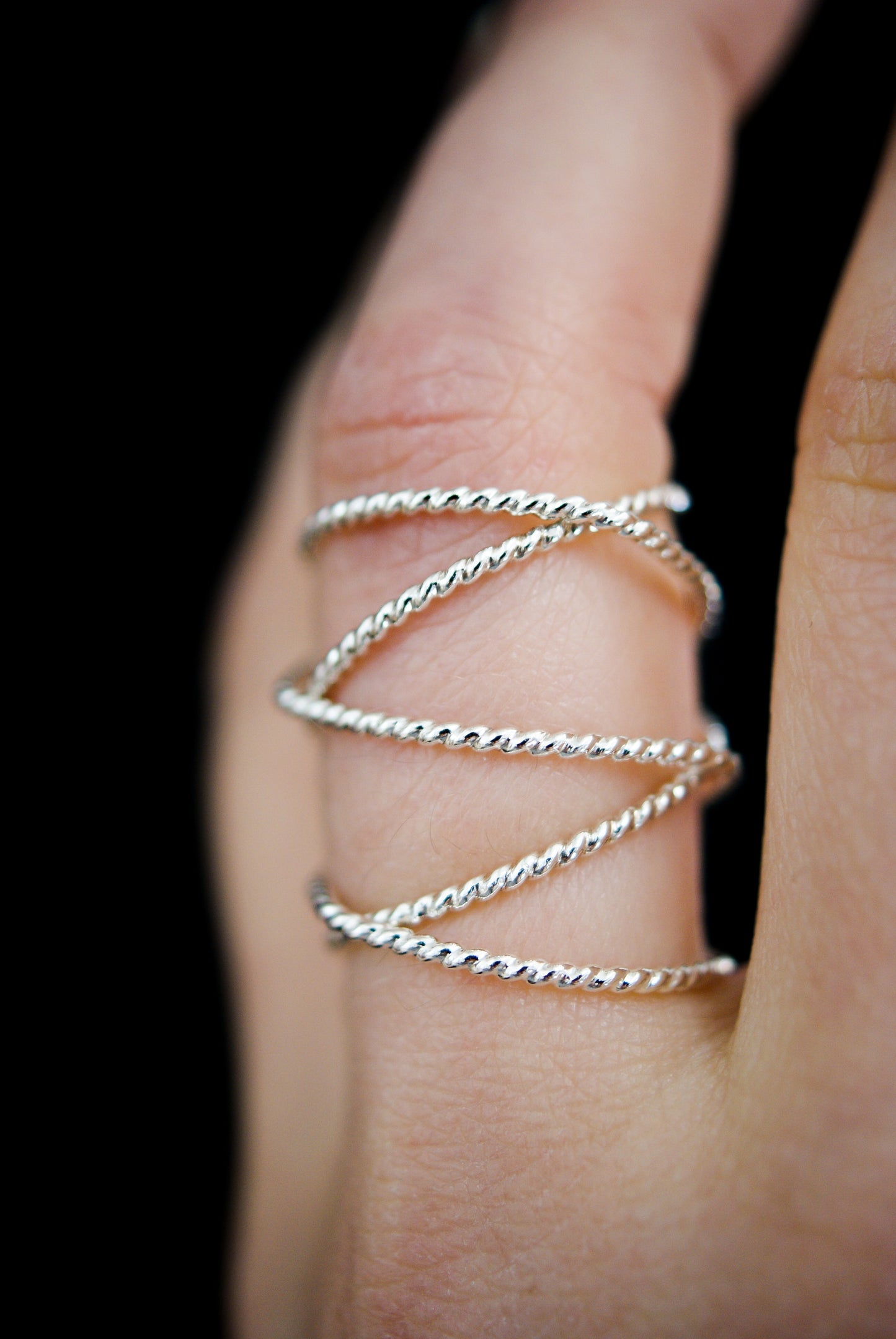 Extra Large Twist Wraparound Ring, Sterling Silver