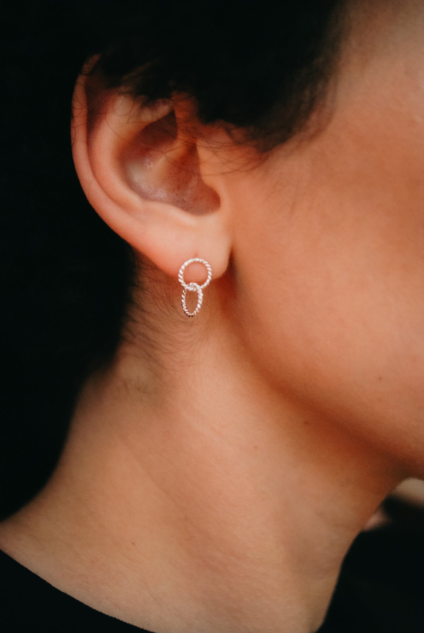 Twist Link Stud Earrings, Gold Fill, Rose Gold Fill, or Sterling Silver