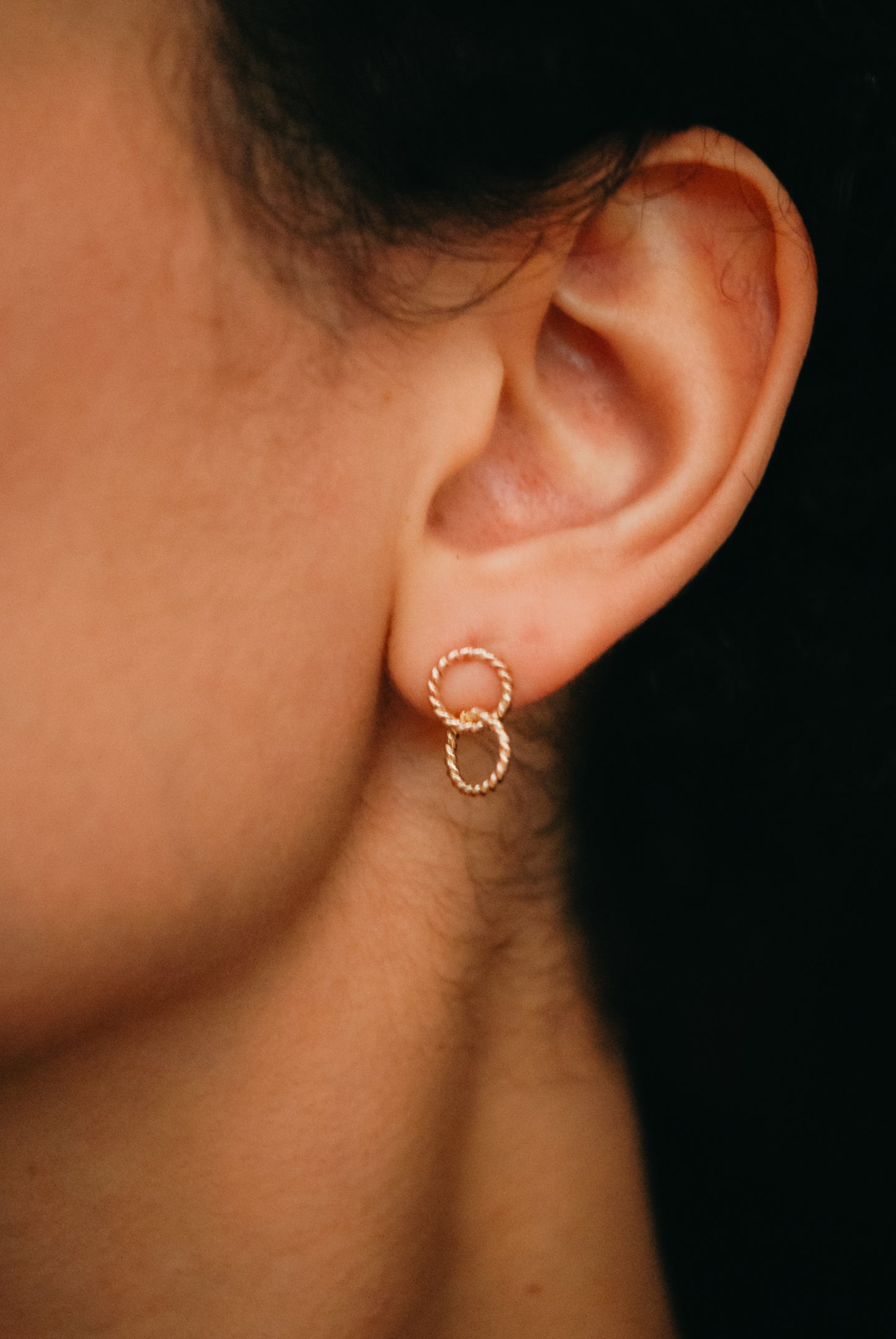 Twist Link Stud Earrings, Gold Fill, Rose Gold Fill, or Sterling Silver