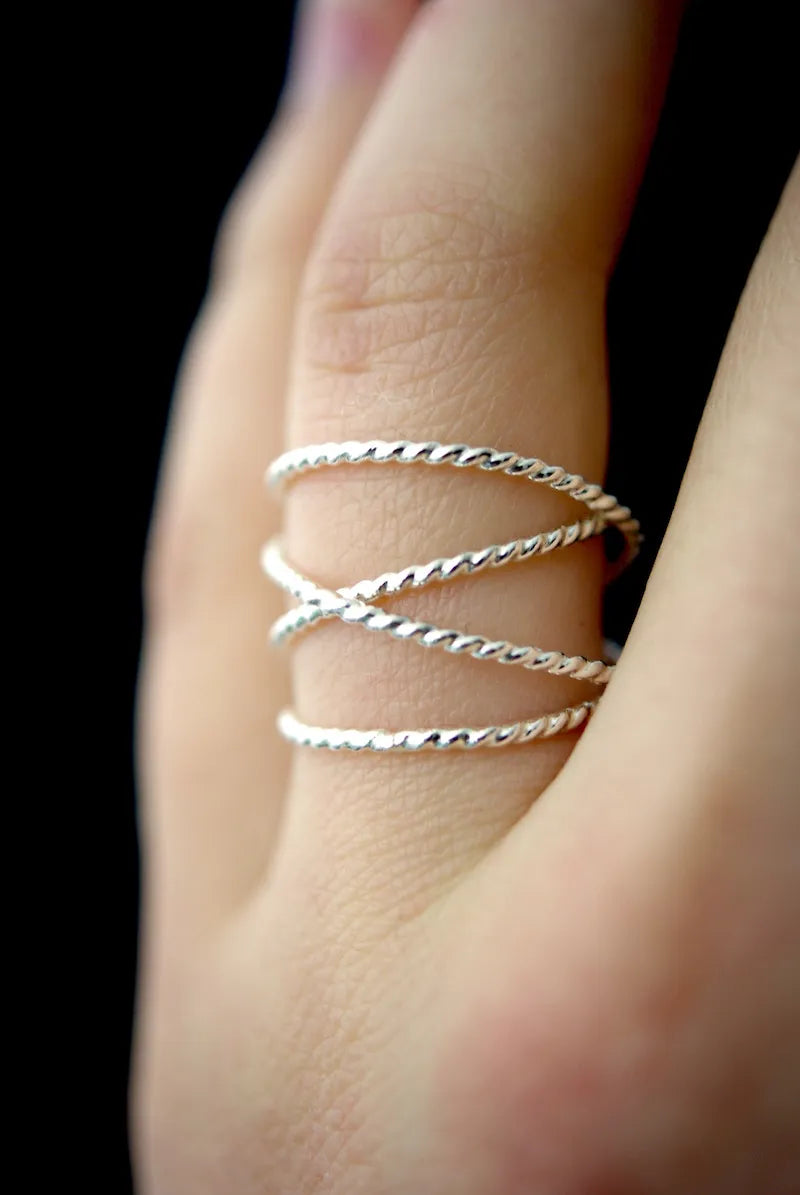 Large Twist Wraparound Ring, Sterling Silver