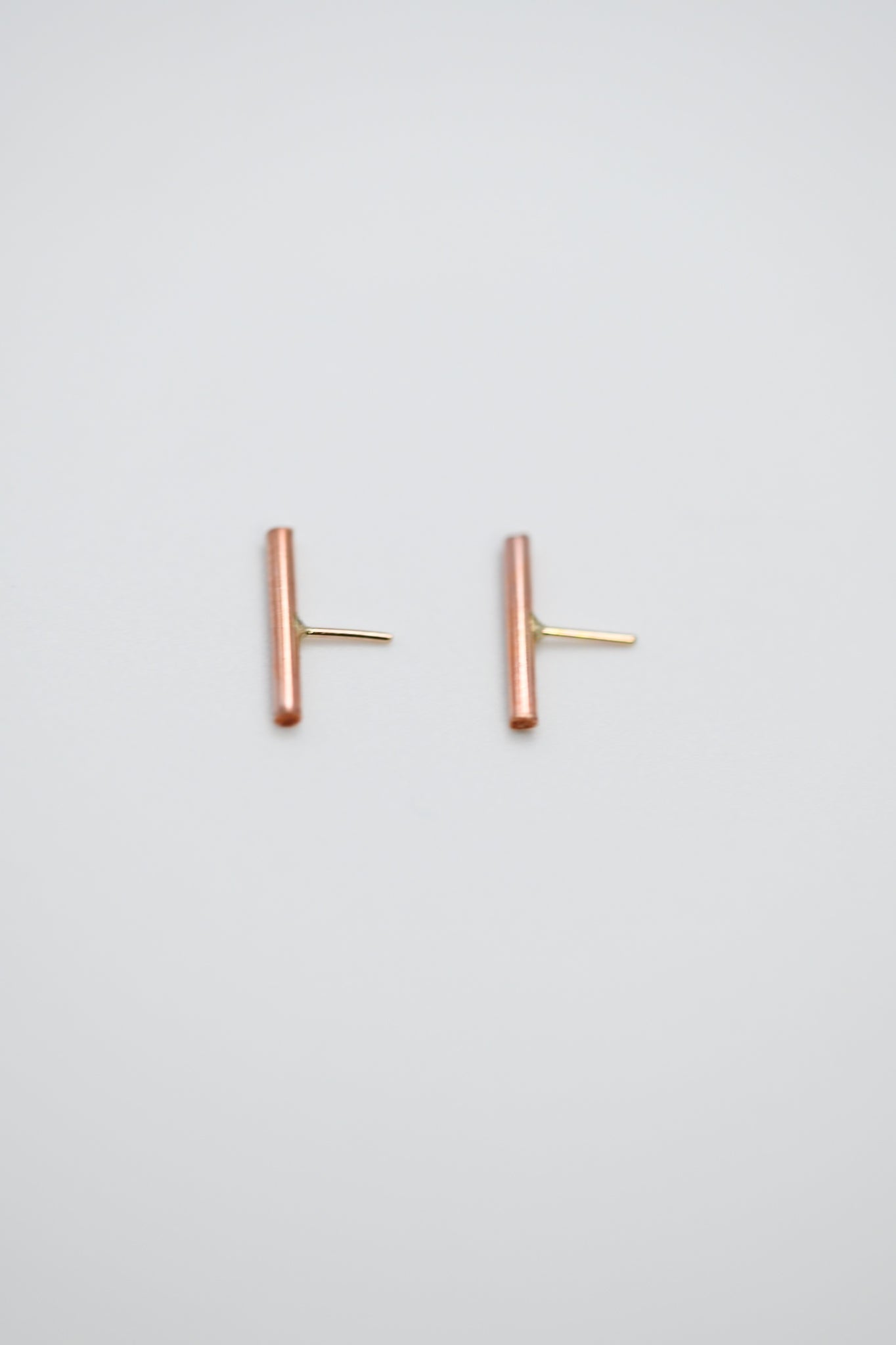 Mini Bar Flat Back Stud Earring, Solid Gold or Rose Gold